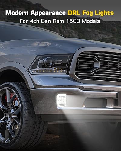Miniatura 10 de 4X4FLSTC Luces antiniebla LED aprobadas por DOT compatibles con Dodge Ram Pickup 1500 2013 2014 2015 2016 2017 2018 parachoques conducción