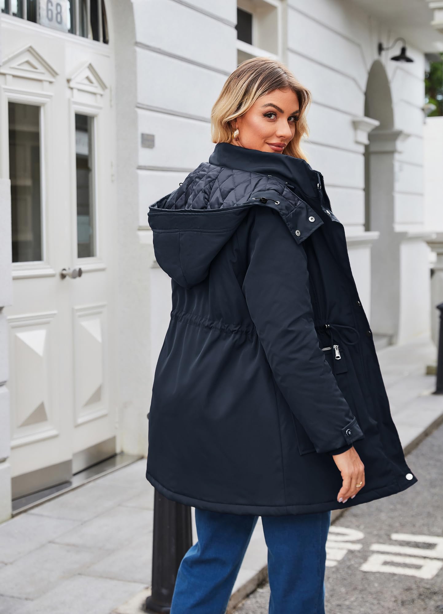 Maacie Umstands Baumwolljacke Jacke Stehkragen Wasserdichte Baumwolljacke 2025 Winter Coat Marineblau M