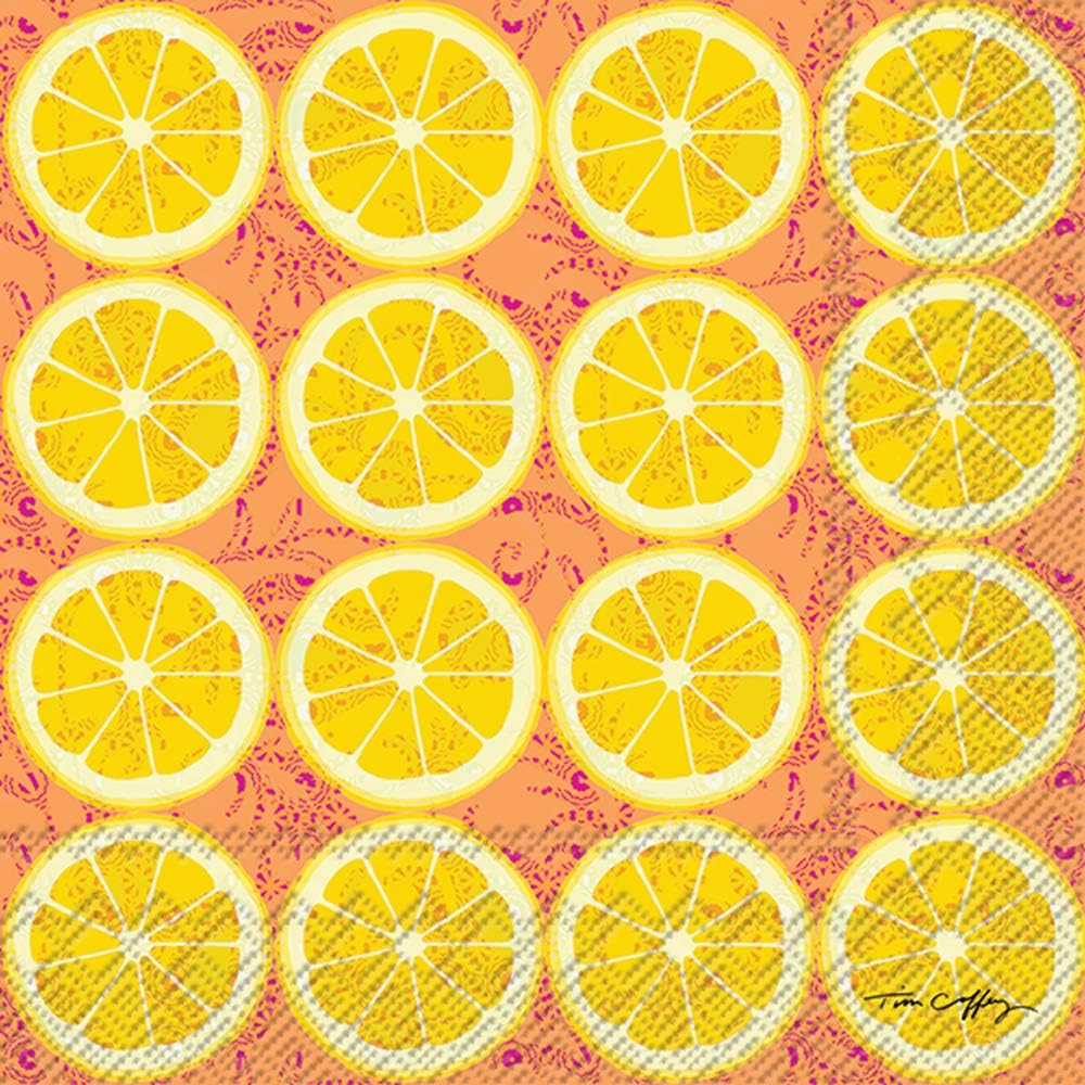 IHR Ideal Home Range 3-Ply Party Paper Napkins Deluxe Disposable Picnic Lunch Napkin|20-Count, 6.5" x 6.5", Citrus Limon
