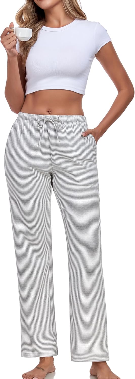 Women's Striped Pajama Pants Cotton Lounge Pants Low Rise And Drawstring Pj Bottoms - Image 5
