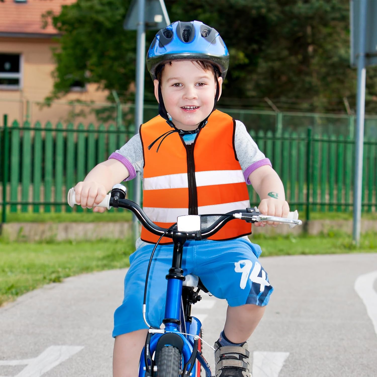 Unittype 4 Pieces Kids Safety Reflective Vest High Visibility Neon Construction Traffic Vest for Cycling Running Skiing - Image 3