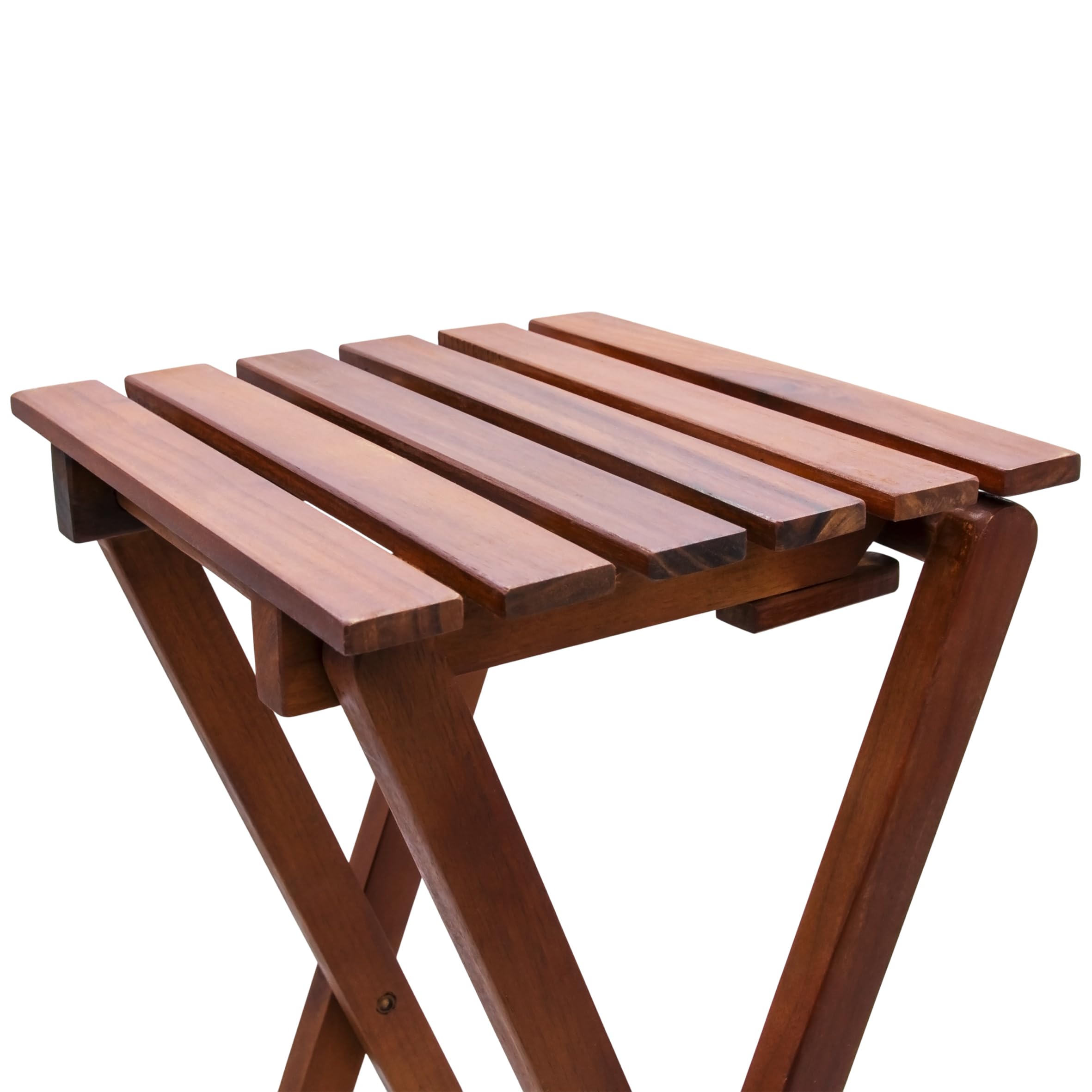 Spetebo Taburete plegable de madera de eucalipto, 62 cm