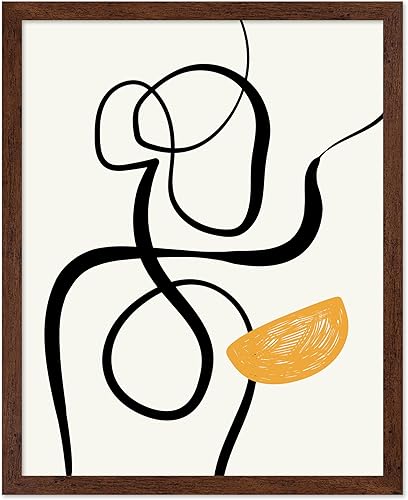 Miniatura 60 de Monem Art - Póster abstracto, impresión de dibujo de línea retro, arte moderno, arte negro y amarillo, arte moderno, arte bohemio elegante, arte Sin