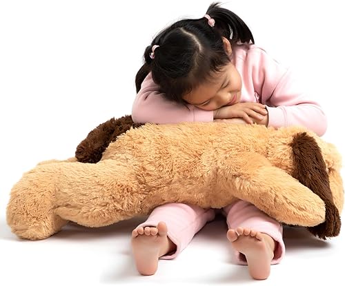 Miniatura 4 de HollyHOME Almohada de felpa suave para perros, regalo para niños, 31 pulgadas, color marrón claro