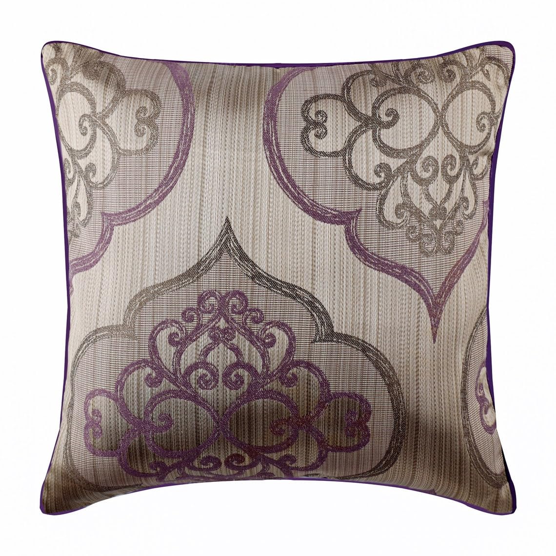 The HomeCentric Purple Cushions Cover Pack of 2, 60x60 cm (24"x24"), Damask Cushioncases, Decorative Square Throw Silk Cushioncase, Floral Contemporary Cushions Cover UK - Damask Purple Galore — image 1