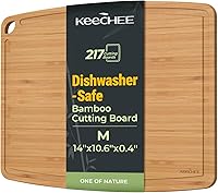 Keechee Dishwasher Safe Bamboo Cutting Board - Lightweight Reversible Wood Board with Juice Groove, Slim Durable Kitchen Essential & Gift