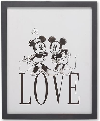 Vista 35 de Disney Mickey y Minnie Mouse You Are My Happy Place - Decoración de pared de madera enmarcada - Bonita imagen de Mickey Mouse Rojo/gris