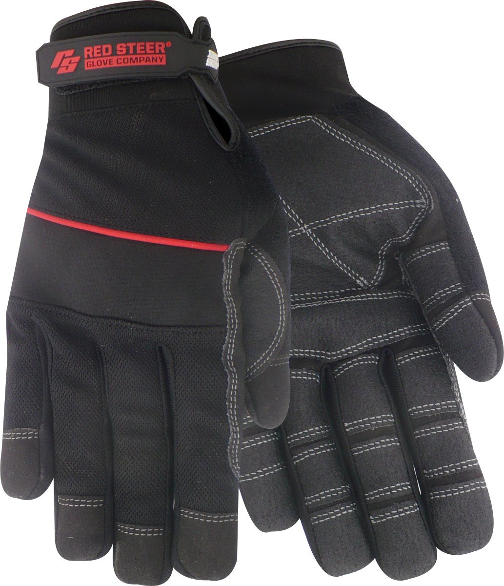 Ironskin Oil Rigger 165 Black Large Neoprene/Spandex/Synthetic Leather Work Gloves - PVC Palm Only Coating - 165-L [PRICE is per PAIR]