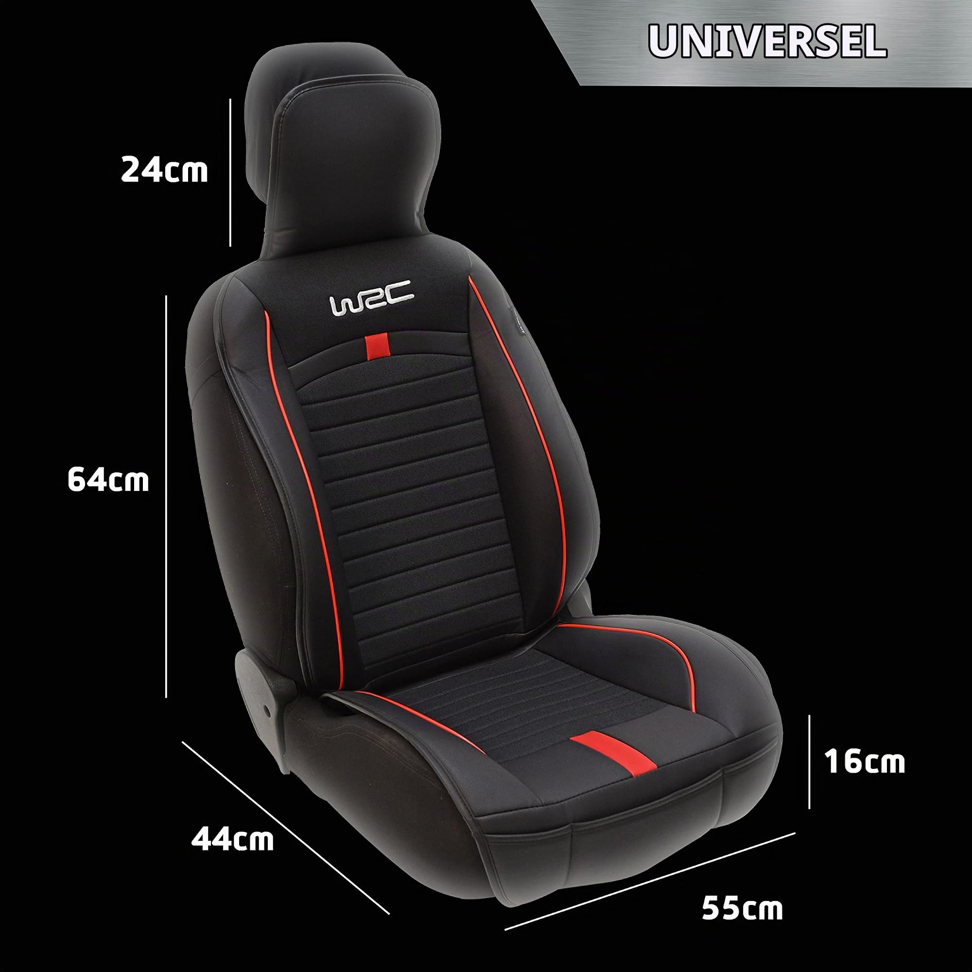 WRC 007589 Couvre-Siège Auto, Design Siège Baquet, Racing Noir/Orange 7589