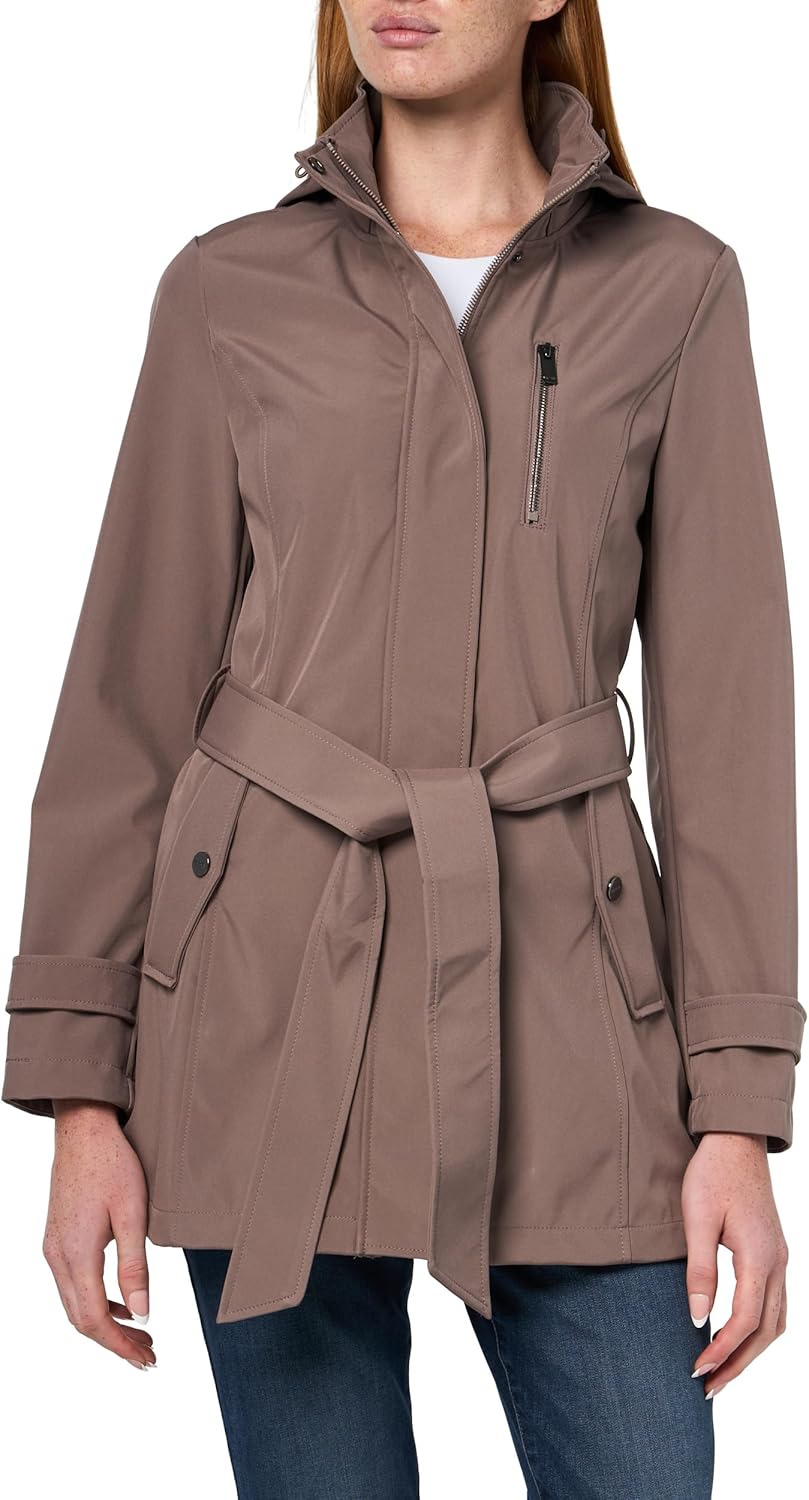 Nautica womens Bonded Rain Jacket With Belt – Water-resistant, Wind-resistant Transitional Coat