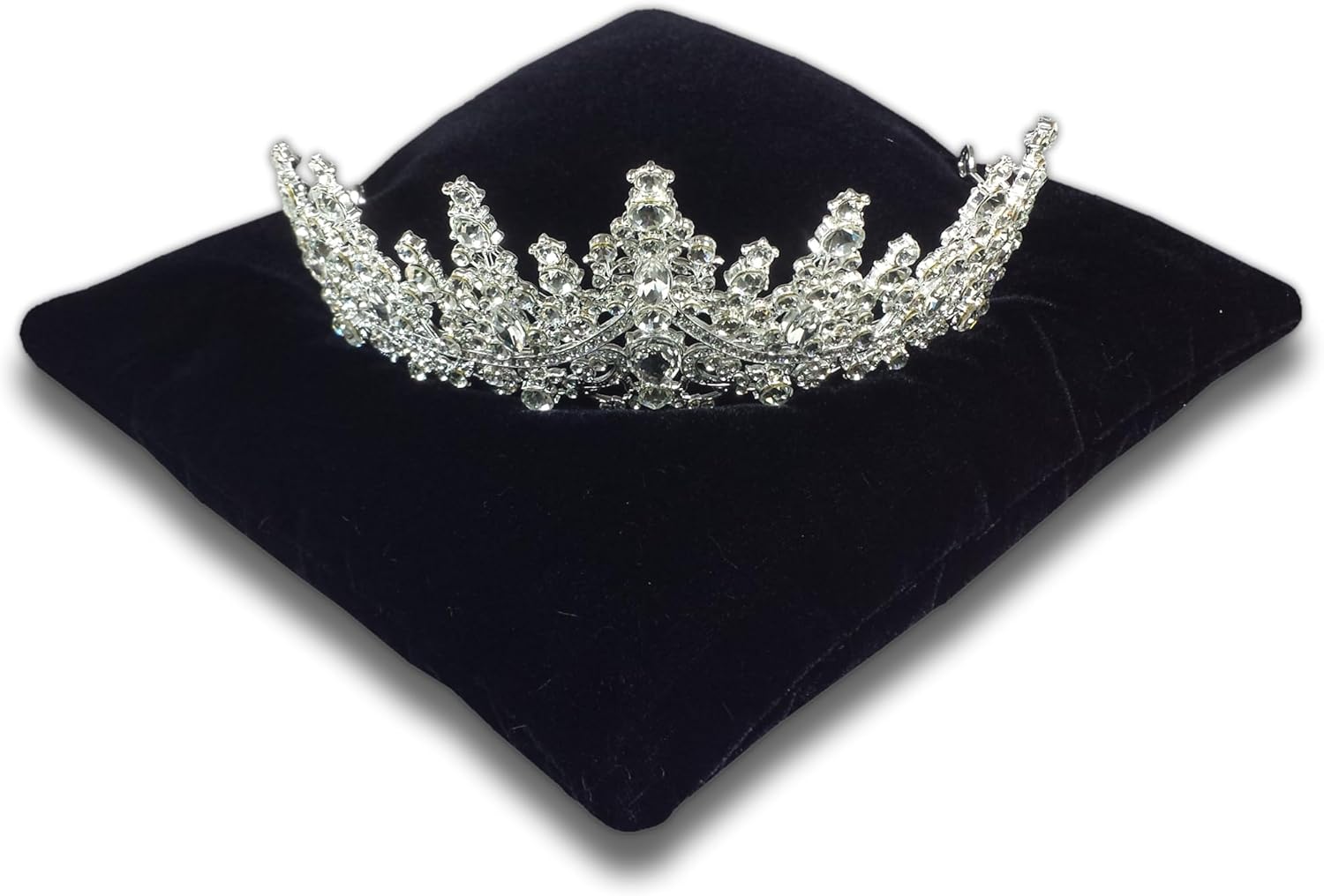 8.5 Inch Square Black Velvet Tiara & Crown Display Pillow Stand, 'Bean Bag' Support, TPV3X