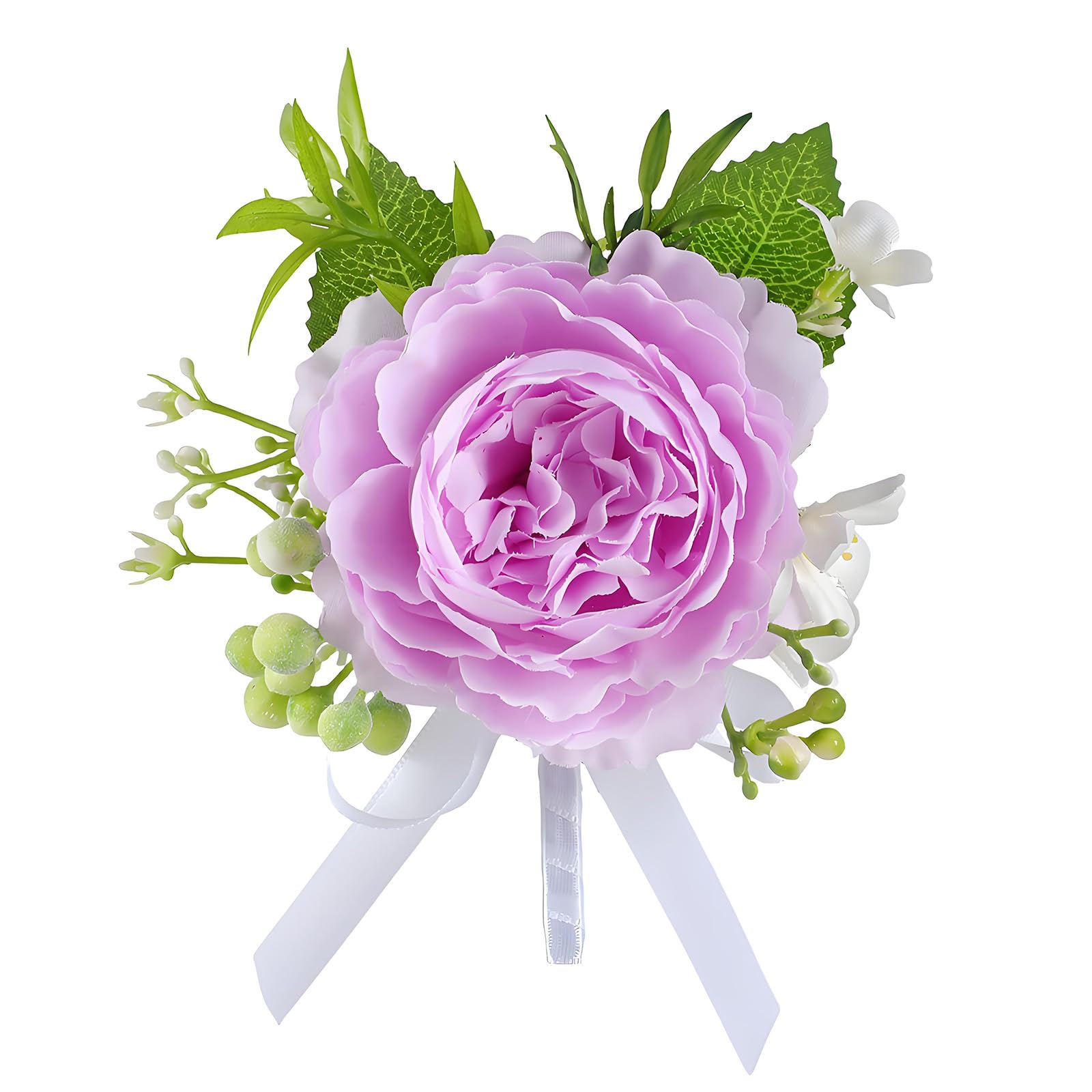 NEWFT Wedding Boutonniere Artificial Rose Wrist Corsage for Bridesmaids Groomsmen Wedding Ceremony Graduation Prom Event