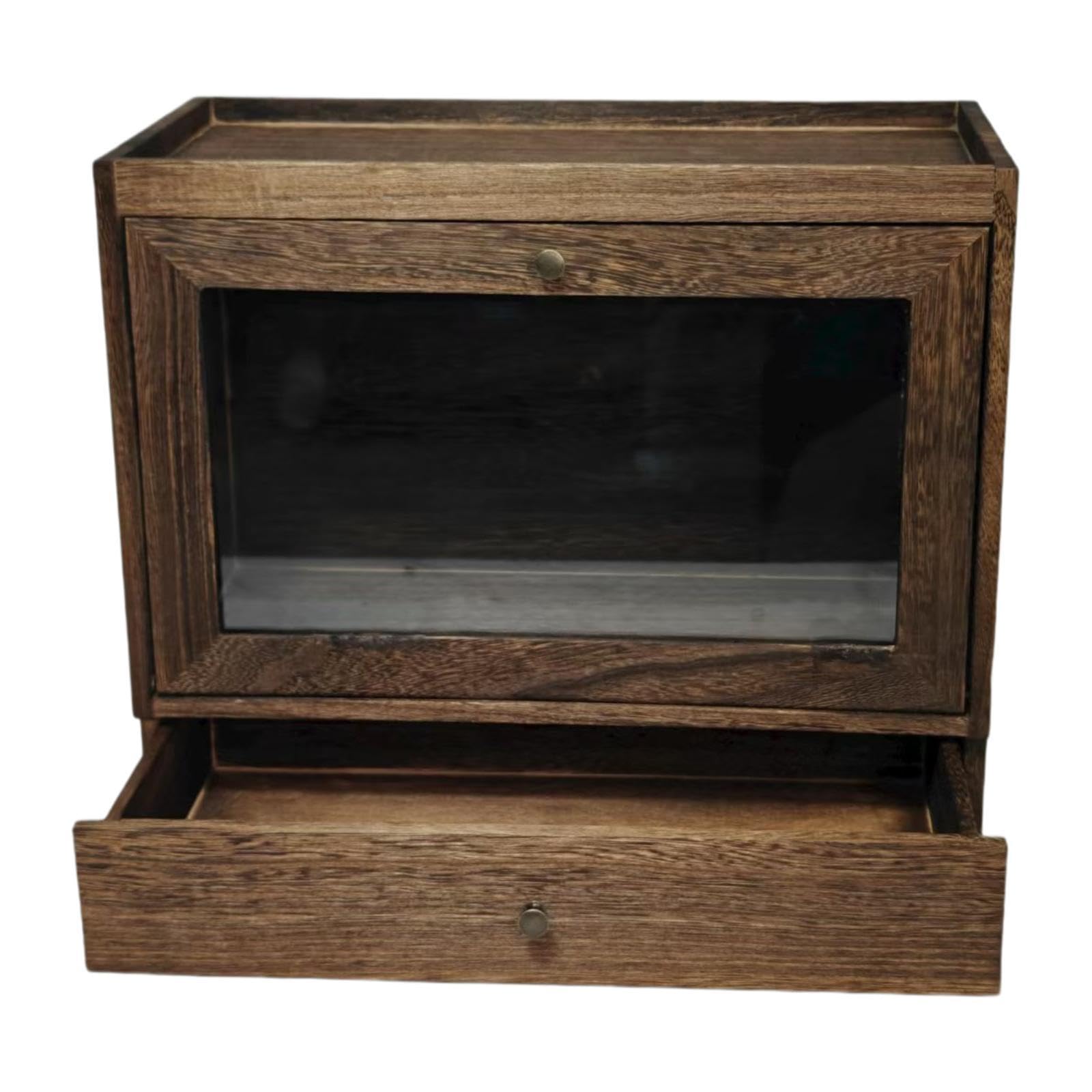 Organisateur de Maquillage, Tiroir de Rangement pour Cosmétiques En Bois avec Couvercle En Acrylique Transparent, Anti-poussière et Robuste, Idéal Com, Brun