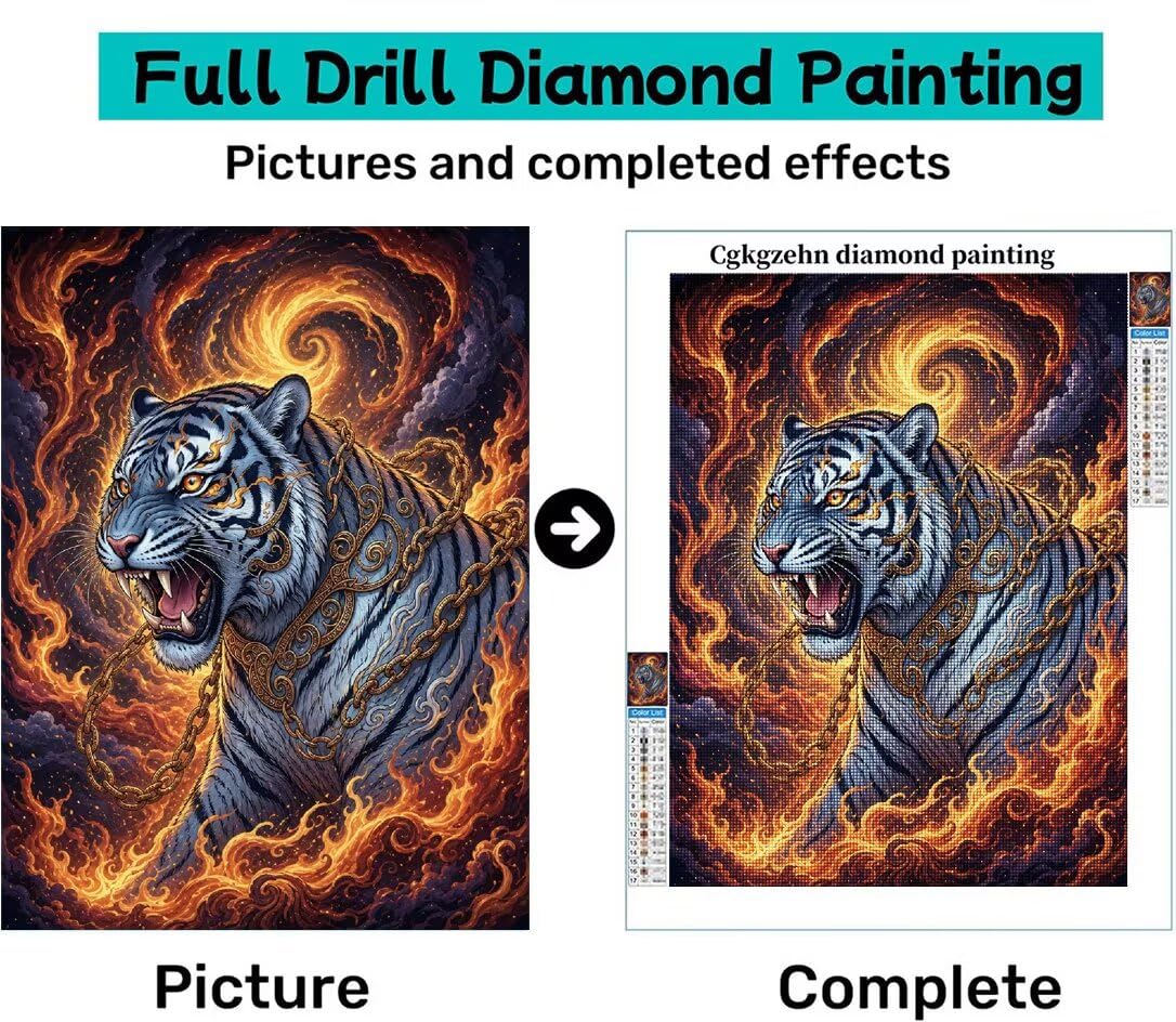 Diamond Painting Tigre, Manualidad Creativa y Relajante 100x130cm C8-136