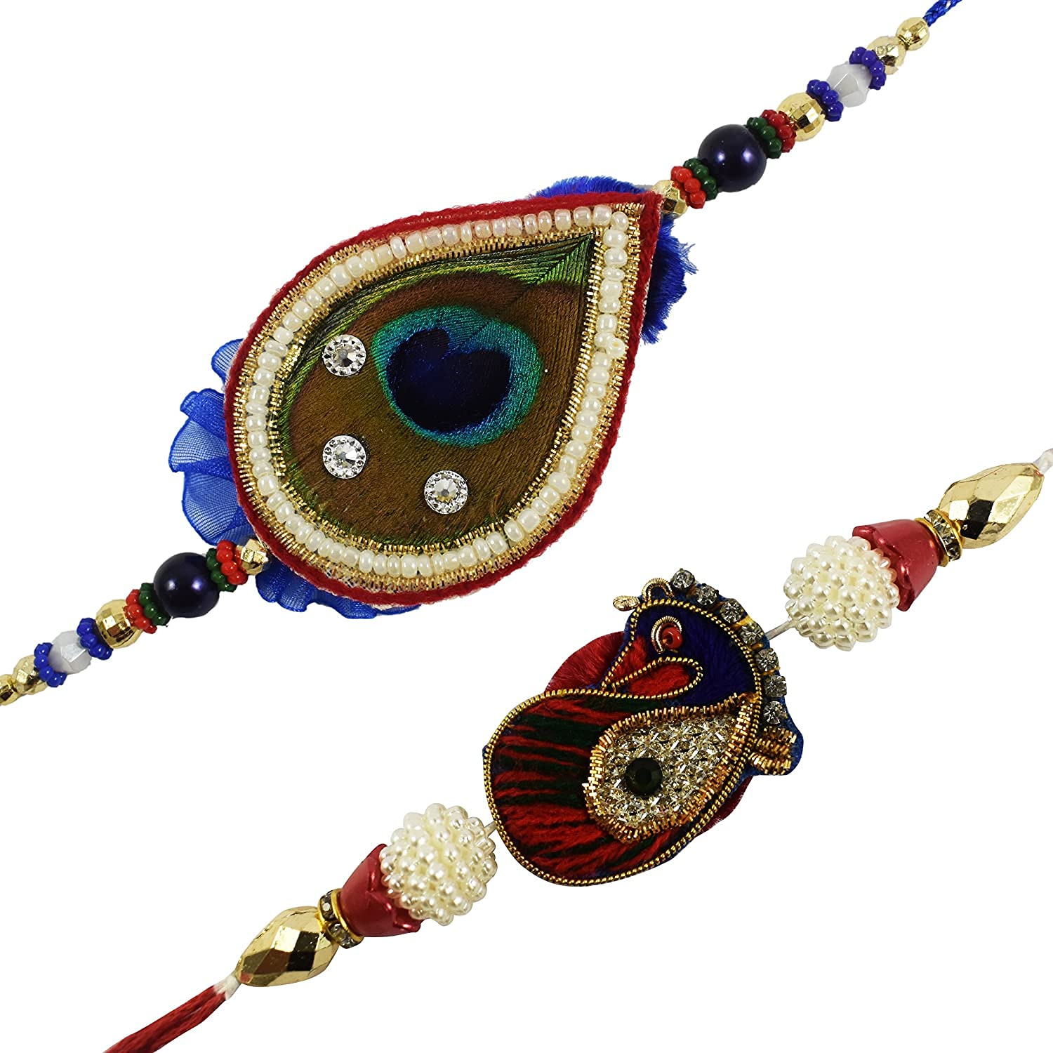 Urvi Creations Set Of 2 Peacock Feather Rakhi Wristband Bracelet Rakhi For Brother Bhaiya Bhai Bhabhi Kids Rakashabandhan Rakhi Gift (B096BLP2GS) Amazon Price History, Amazon Price Tracker