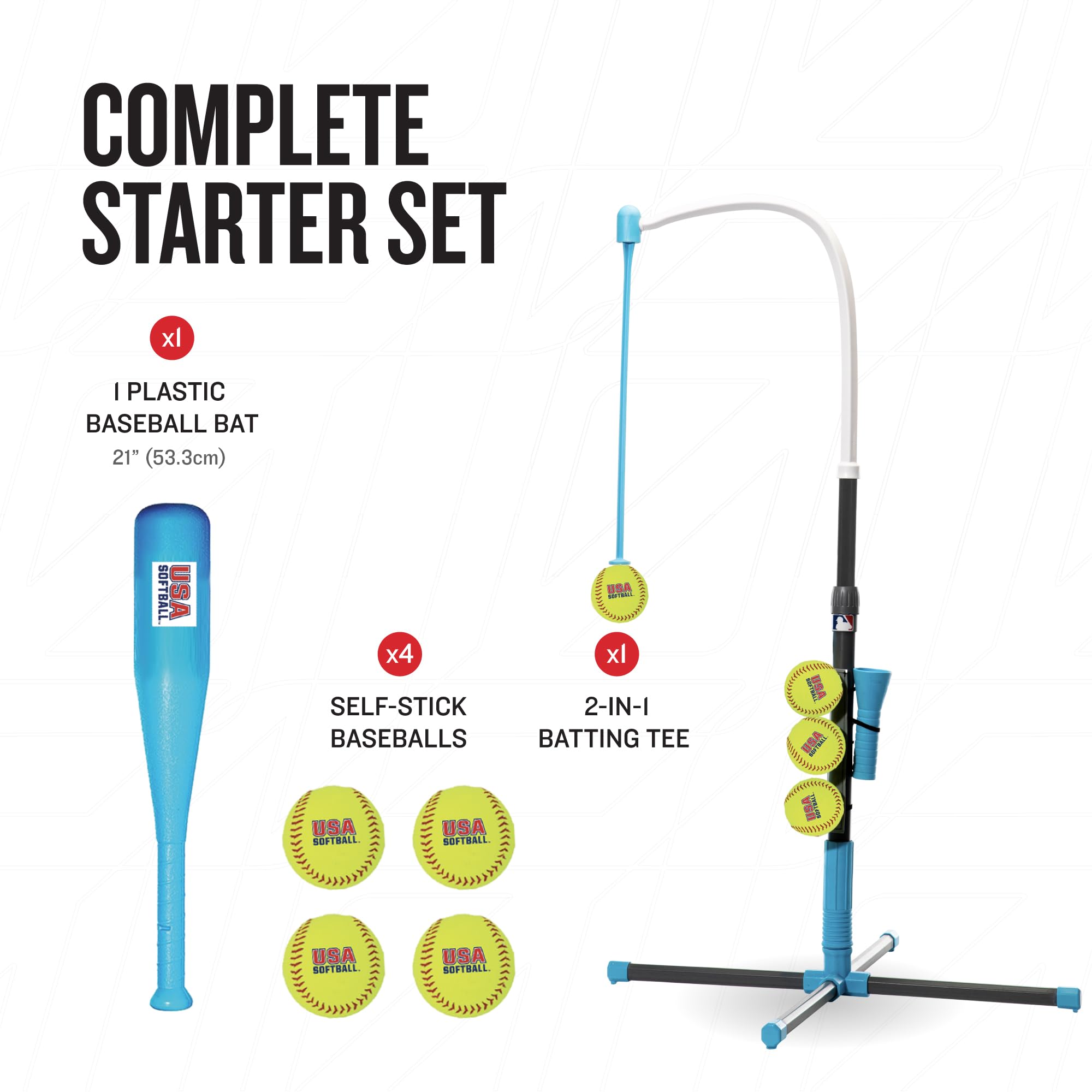 Franklin Sports Grow with Me Kids Teeball + Softball Batting Tee - Adjustable Youth Hitting Tee - Perfect for Teeball and Softball Training Blue/Grey view 5