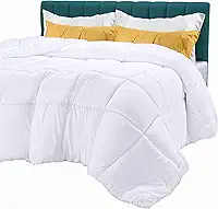 Utopia Bedding Edredom alternativo de plumas (king, branco) – Edredom para todas as estações – Enchimento de edredom de fibra siliconada de pelúcia – Costurado em caixa