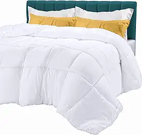 Utopia Bedding Edredom alternativo de plumas (king, branco) – Edredom para todas as estações – Enchimento de edredom de fibra siliconada de pelúcia – Costurado em caixa