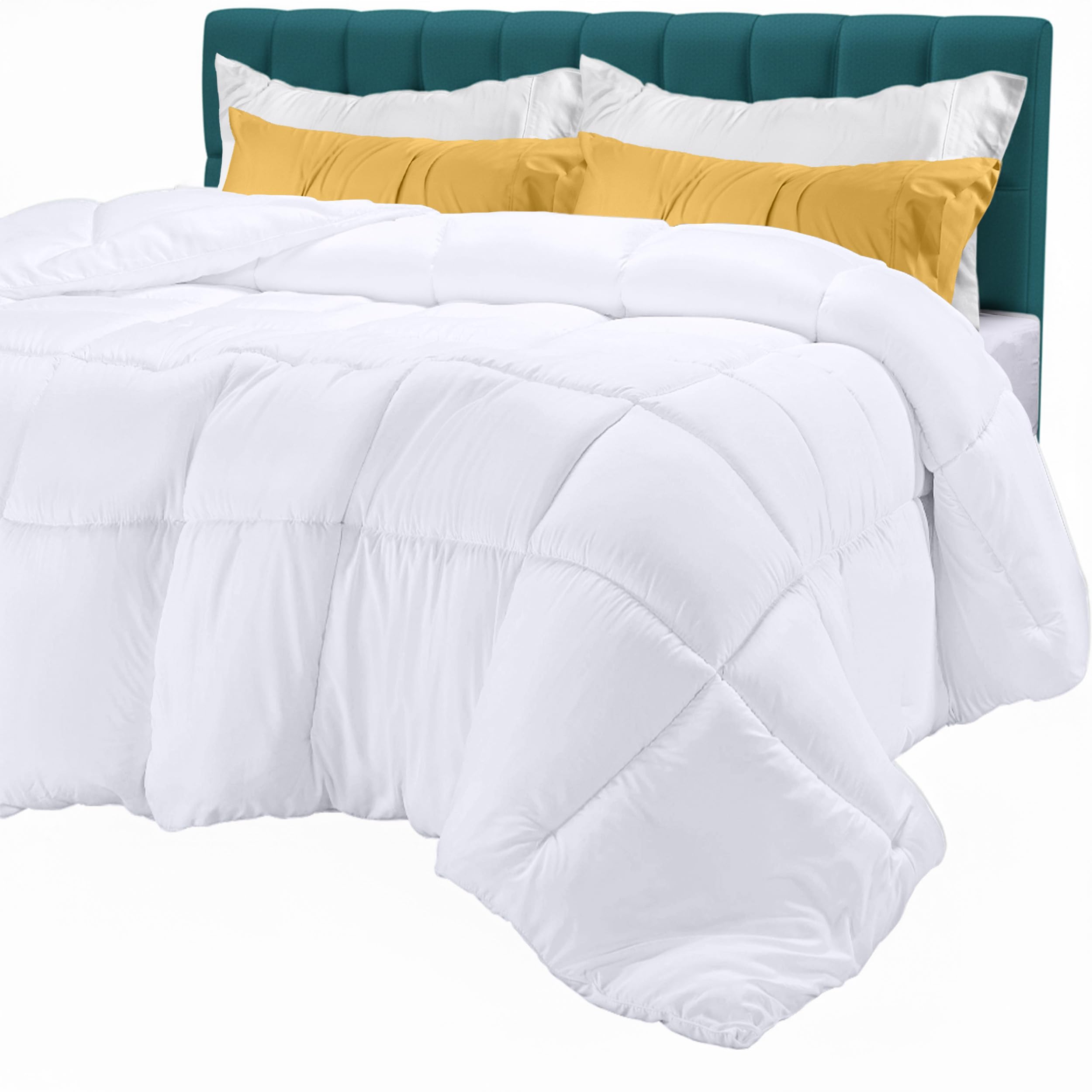 Utopia Bedding オールシーズン 250 GSM 掛け布団 – ウルトラソフト 人工羽毛掛け布団 – フラシ天シリコンファイバーフィル羽毛布団 – ボックスステッチ