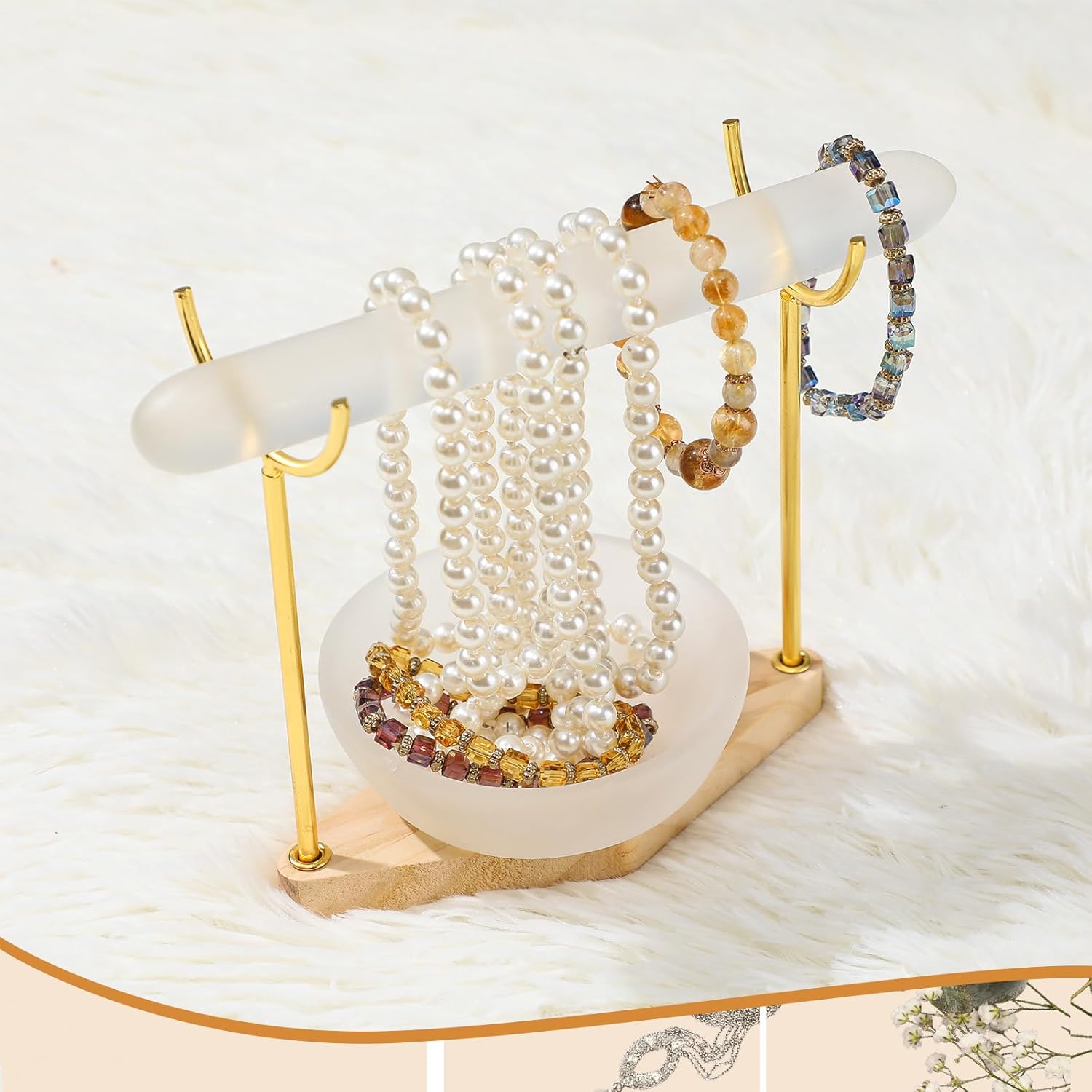 RattanView Selenite Bracelet Holder Display Stand Selenite Crystal Bowl Detachable Crystal Healing Goth Bracelet Display Stand 4" Selenites Bowls for Crystals Charging Cleansing Smudging Healing