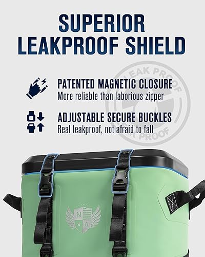 Miniatura 9 de Novoto Enfriador magnético de mochila para 30 latas, a prueba de fugas, enfriador suave impermeable para hombres y mujeres, acceso rápido con una