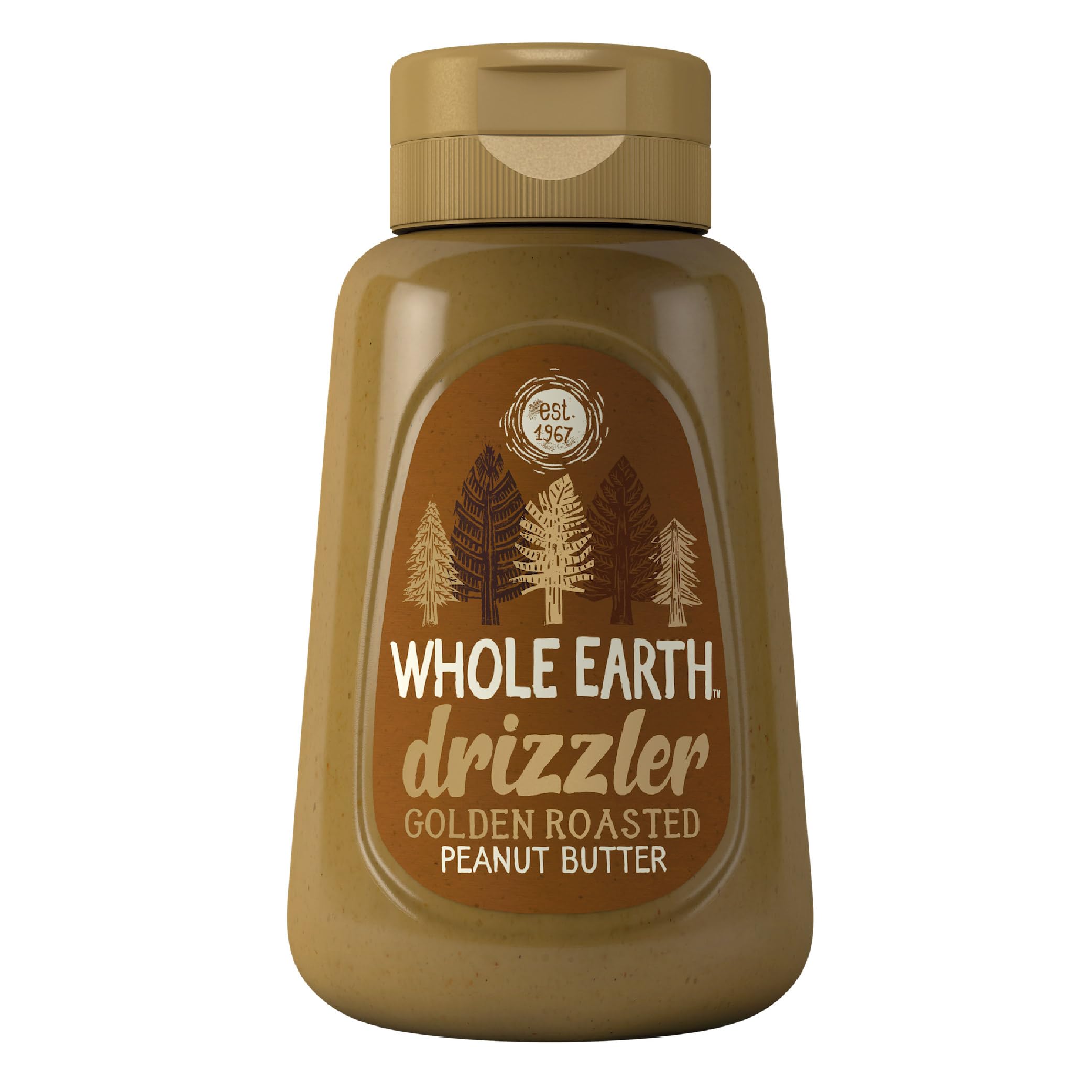 Whole Earth Drizzler Golden Roasted Peanut Butter, Super Smooth Squeezy Runny Nutty Spread Made with 100% Peanuts, All Natural Ingredients, No Added Sugar, Gluten Free, Vegan Friendly – 320g