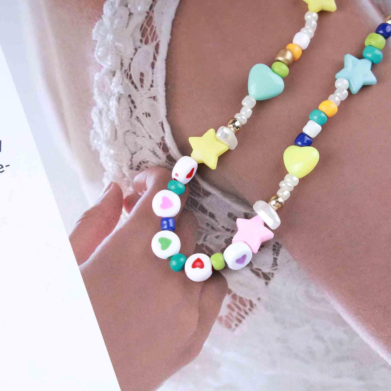 1 pezzo carino stile adolescente collana con perline di riso, fantastico regalo estivo di