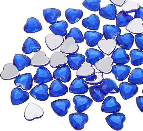 Miniatura 46 de MECCANIXITY 60 piezas de diamantes de imitación acrílicos de corazón de 0.59 pulgadas (0.591 in) con parte trasera plana, gemas de plástico