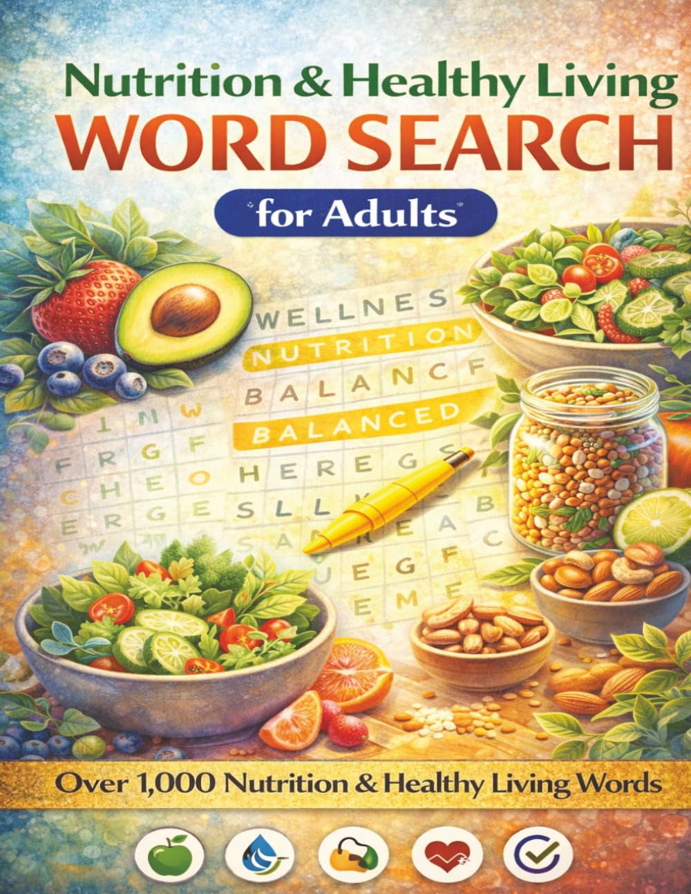 Nutrition & Healthy Living Word Search for Adults: Over 1,000 Nutrition, Wellness, Healthy Lifestyle, Self-Care and Fitness Words for Adults and Wellness Enthusiasts
