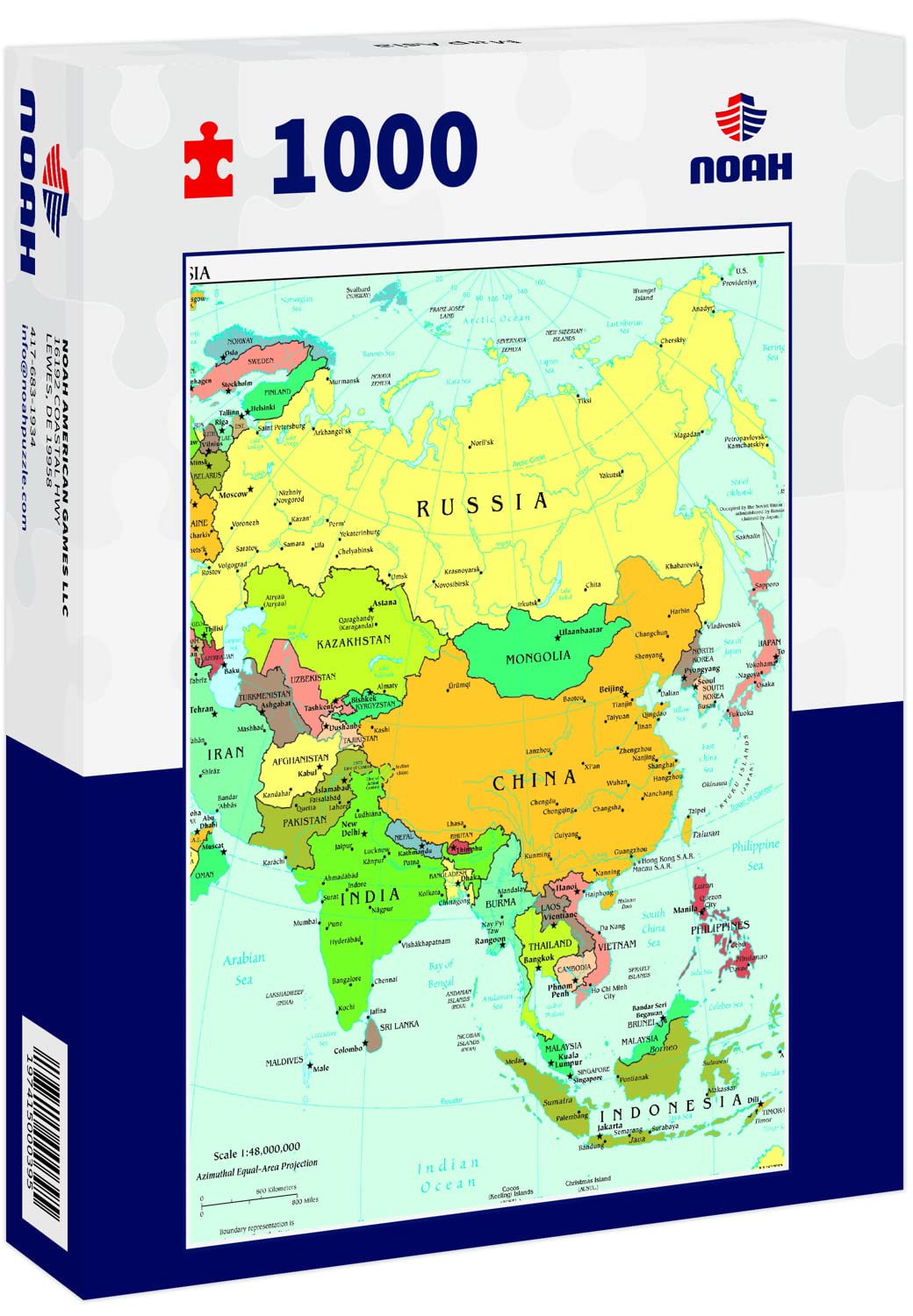 Amazon.com: Noah Jigsaw Puzzle Map Asia 1000 Pieces : Toys & Games