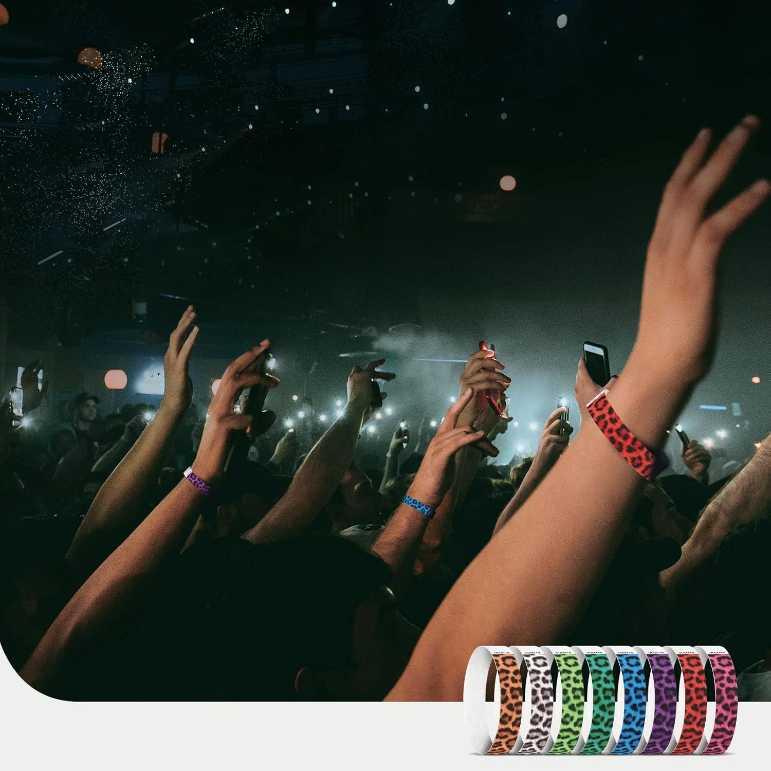 Tyvek Wristbands for Events, Leopard Colorful Creative Design Design 3/4" Paper Wristbands 400 Pack for Party, Grouped, Team Building and Identification (Leopard All)
