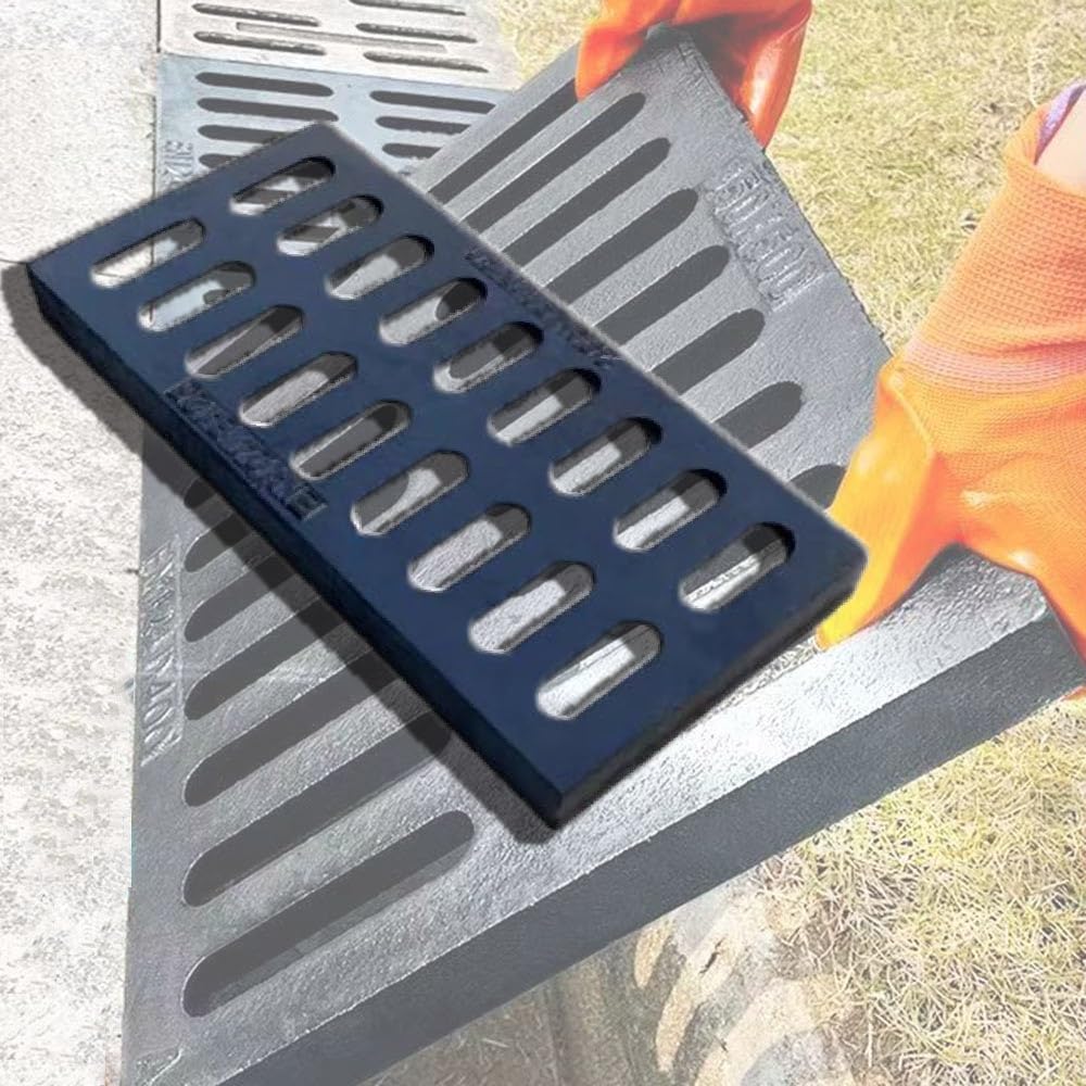 Grille de caniveau en fonte 50x20x3 cm pour drainage extérieur de cour et garage