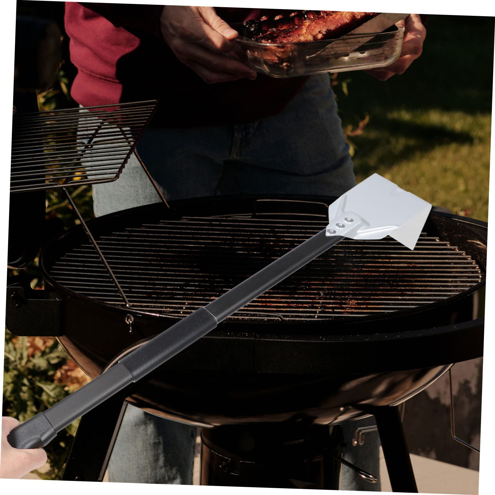 Raschiatore Stufa a Manico lungo Alluminio, Non Graffia Superficie | Impugnatura Ergonomica, Acciaio Inossidabile, per Barbecue, Cucina, Confezione da 1 Pezzo, Pulizia