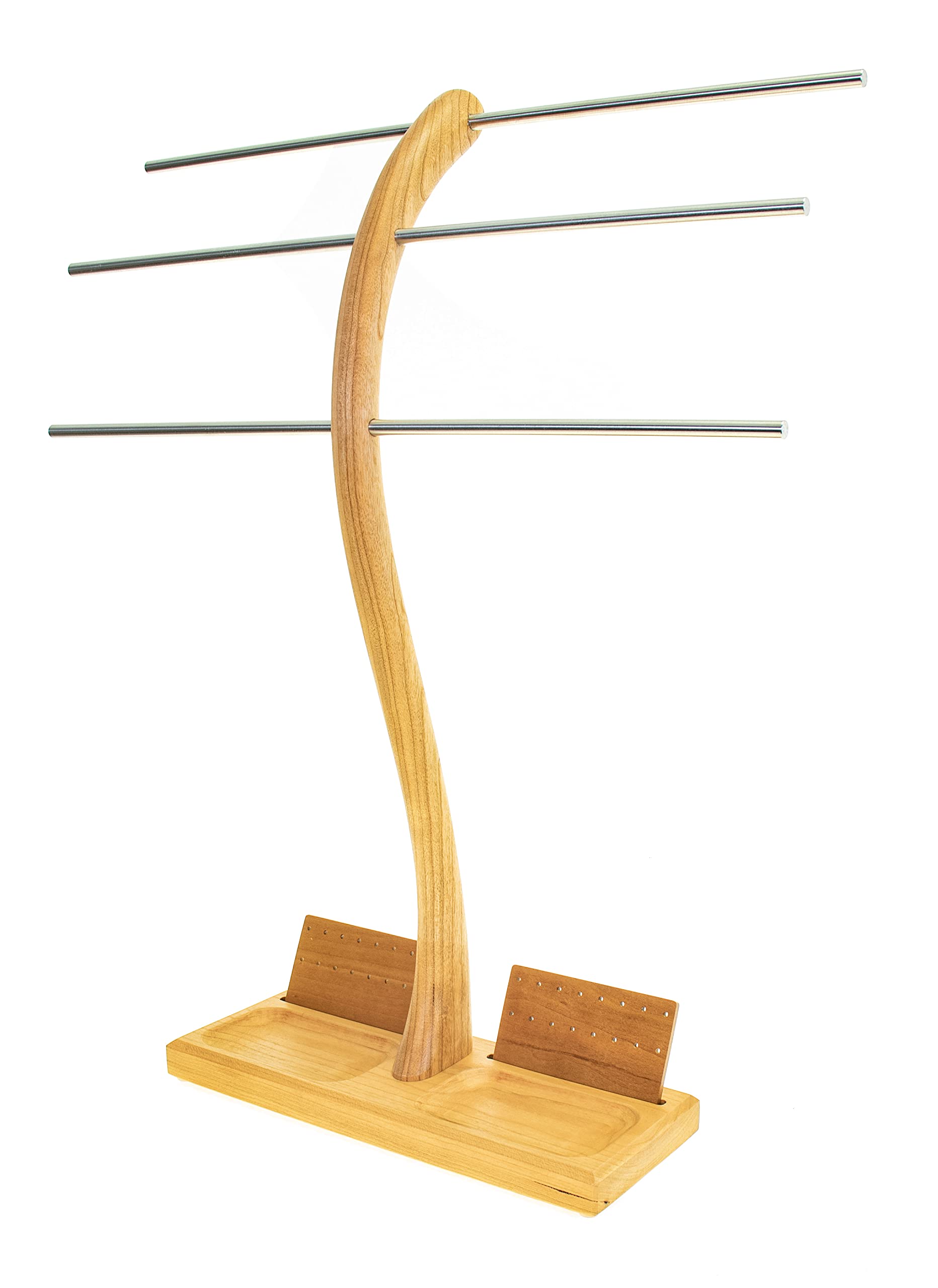 Wood-and-Steel-Design Schmuckhalter aus Kirschbaumholz, 3 Ebenen