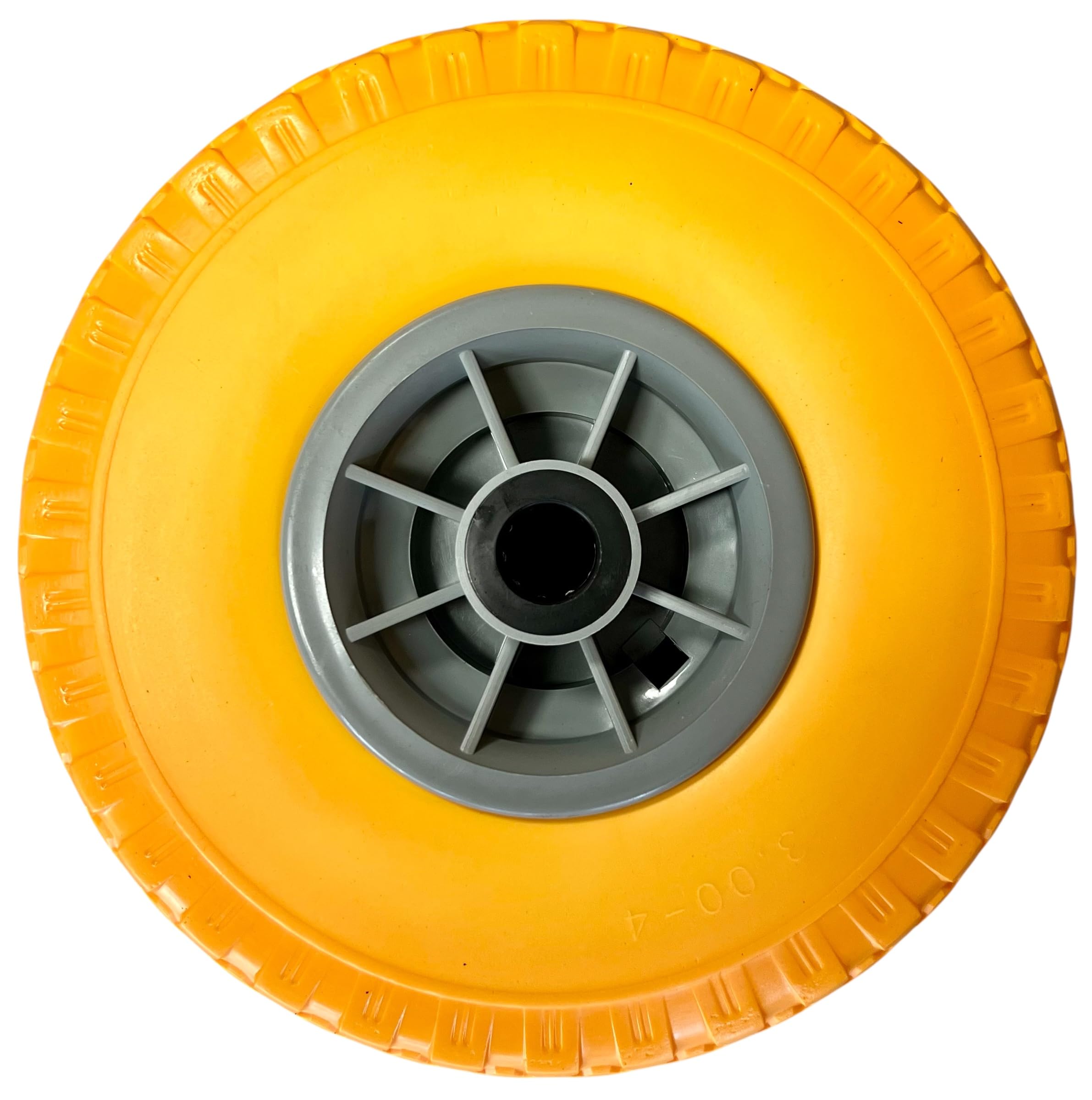 4x Sackkarrenrad Pannensicher VOLLGUMMIREIFEN Ø 260mm, Nabe Ø20×75mm, 3.00-4, für Sackkarren Bollerwagen, Rad Ersatzrad Reifen Räder für Sackkarre Bollerwagenrad Sackkarrenräder, Gelb/Grau, PU