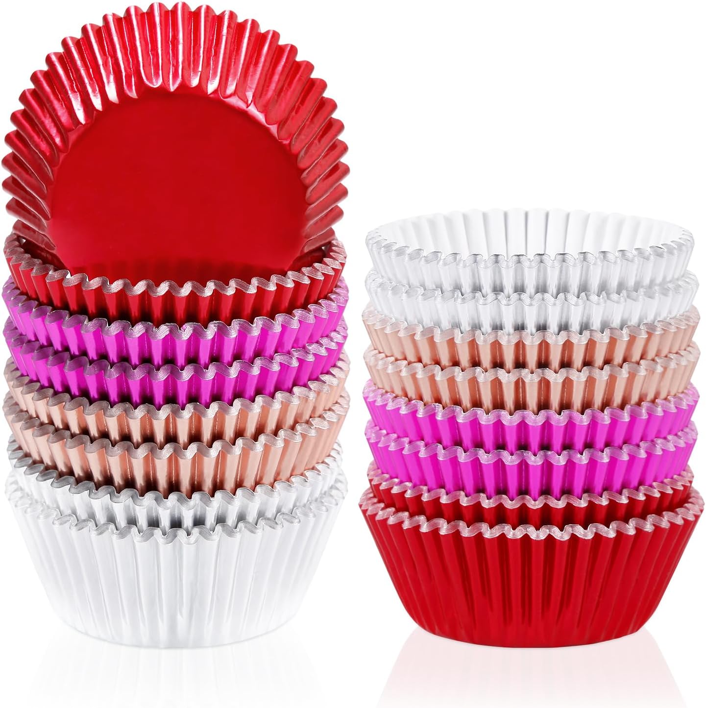 Quera 200 Pcs Valentine's Day Cupcake Liners Foil Red