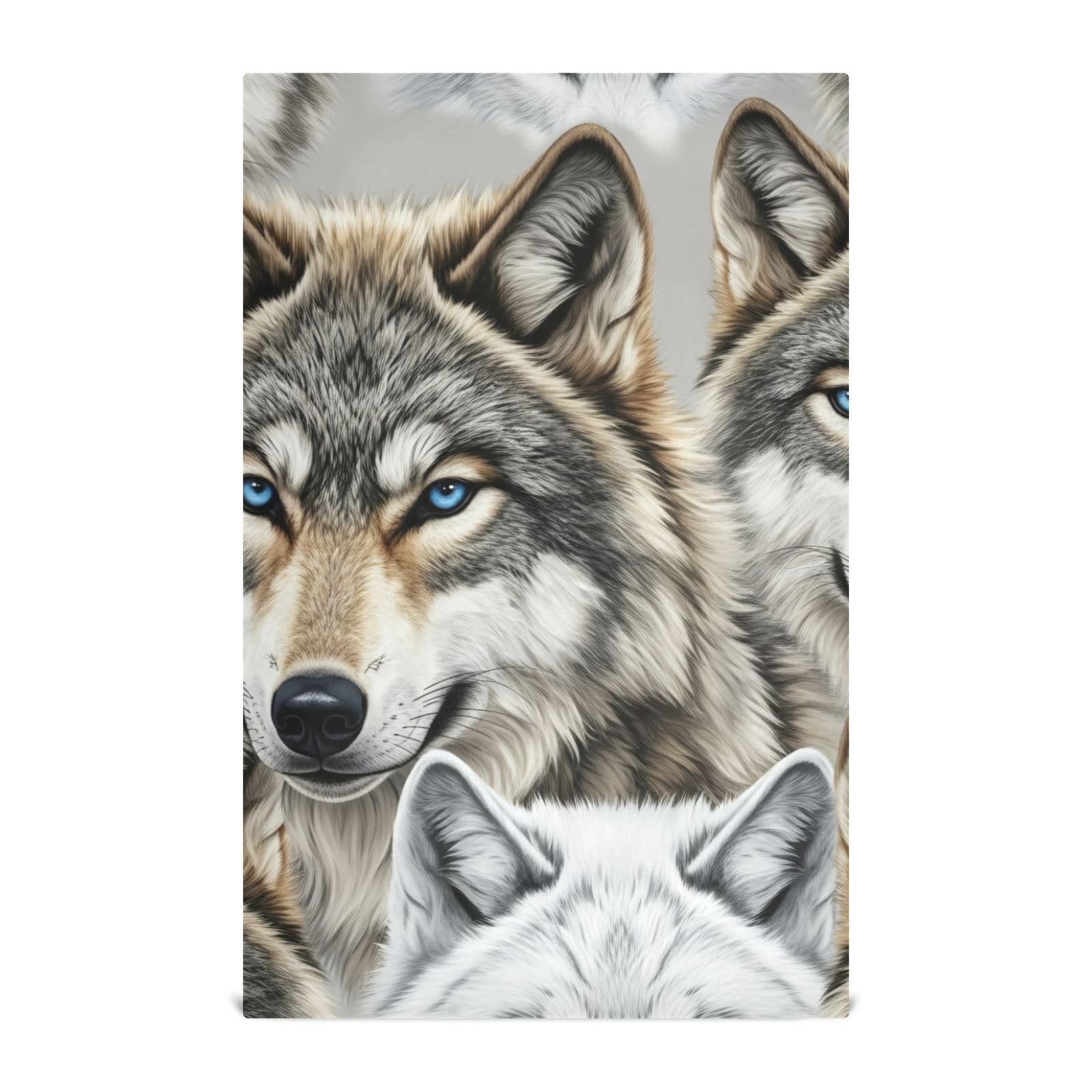 Serviette de séchage vaisselle à haute absorption GAIREG motif loup 71cm