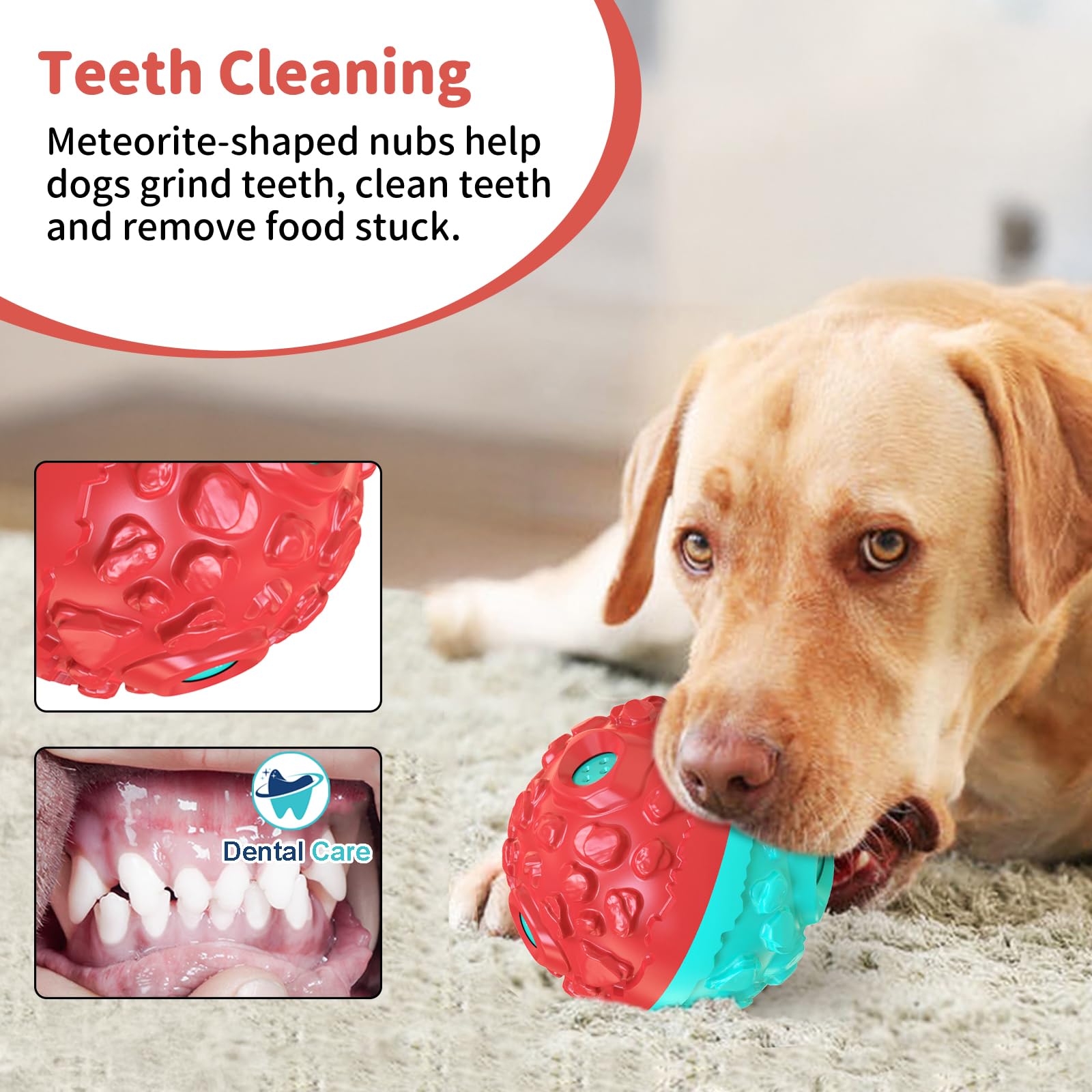Pelota de perro para masticadores agresivos, bolas de juguete interactivas para perros, divertido sonido chirriante para mantenerlos ocupados, duraderos para razas pequeñas, medianas y