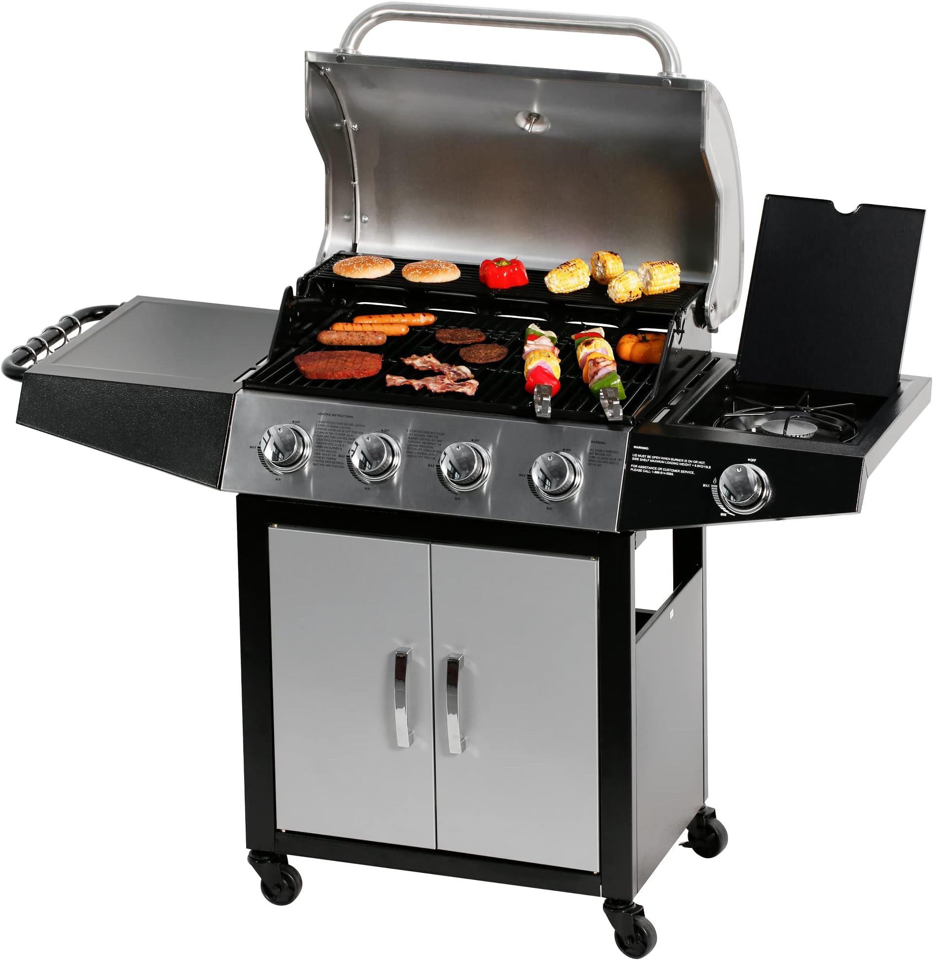 MASTER COOK BBQ 4-Burner Cabinet Propane Gas Grill with Side Burner