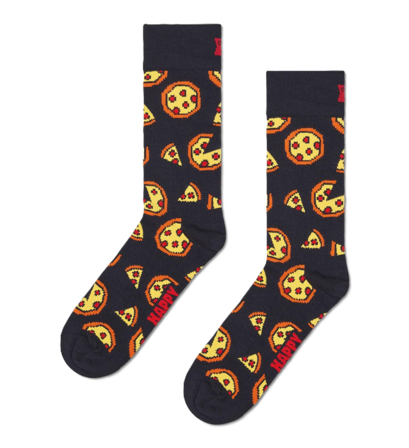 Happy Socks Pixelated Pizza Sock, Black, 41-46