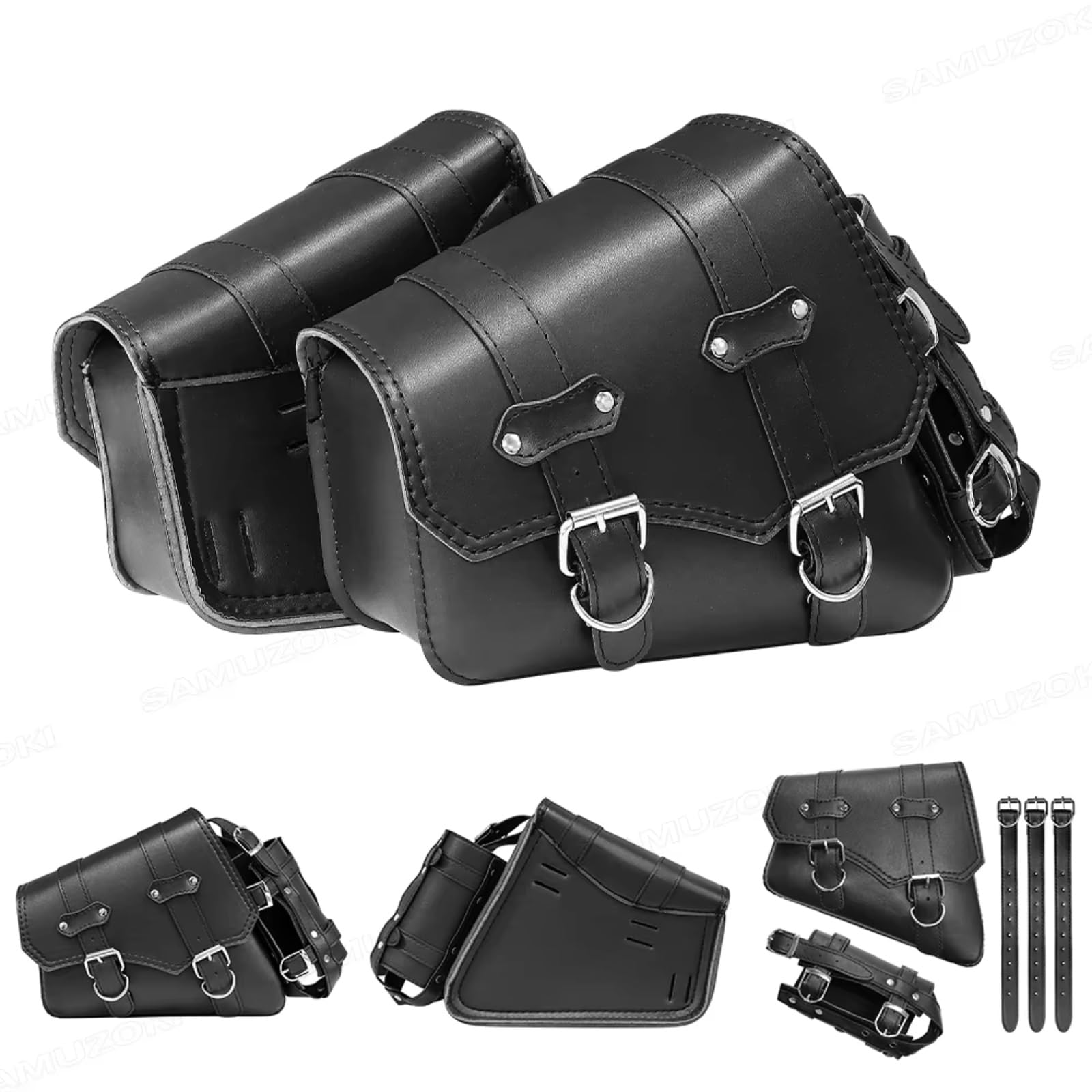 Compatibile Con Chopper Per Borsa Per Viaggio Sella In PU Nera Per Cruiser Con Modifica Degli Accessori Della Borsa Stoccaggio Moto Bollitore Sacche Moto(B)