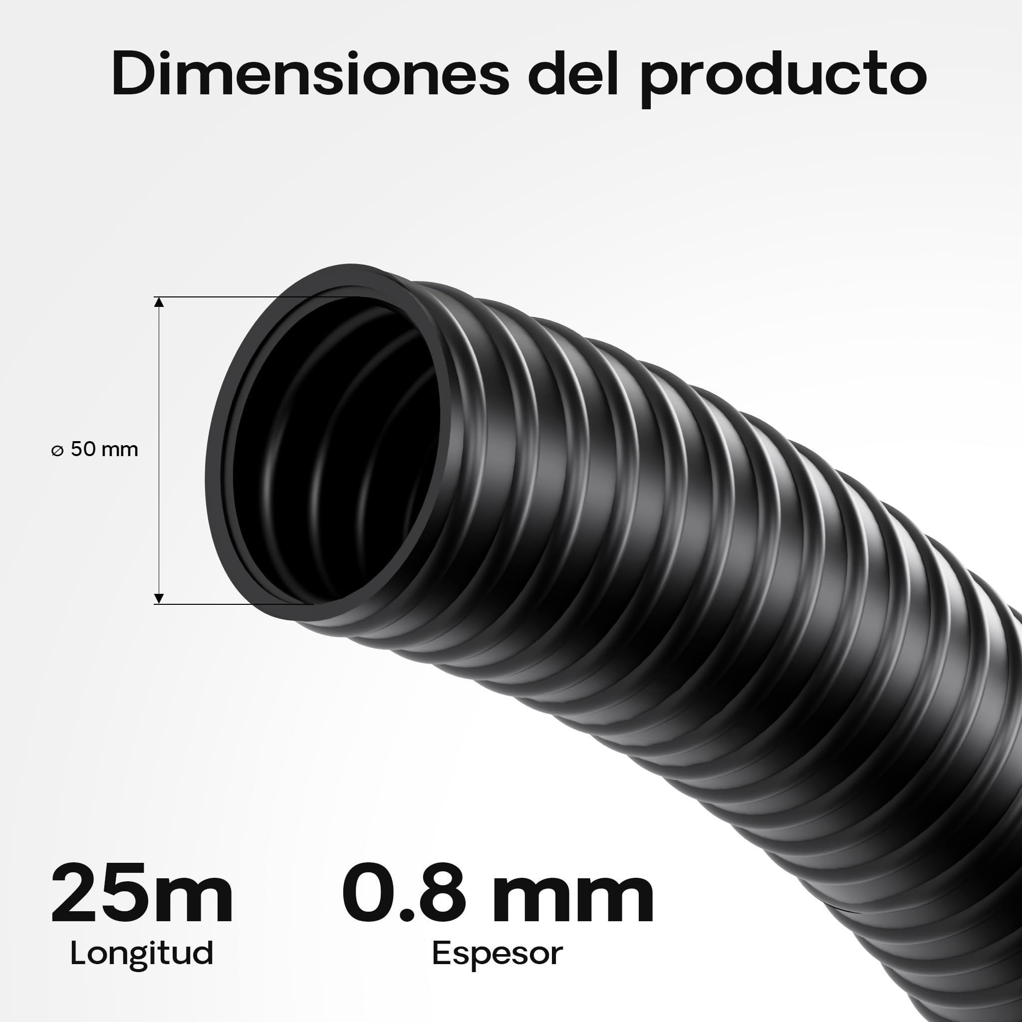 Manguera flexible para estanque 25 m manguera en espiral reforzado 50 mm (2") negro PVC arroyo