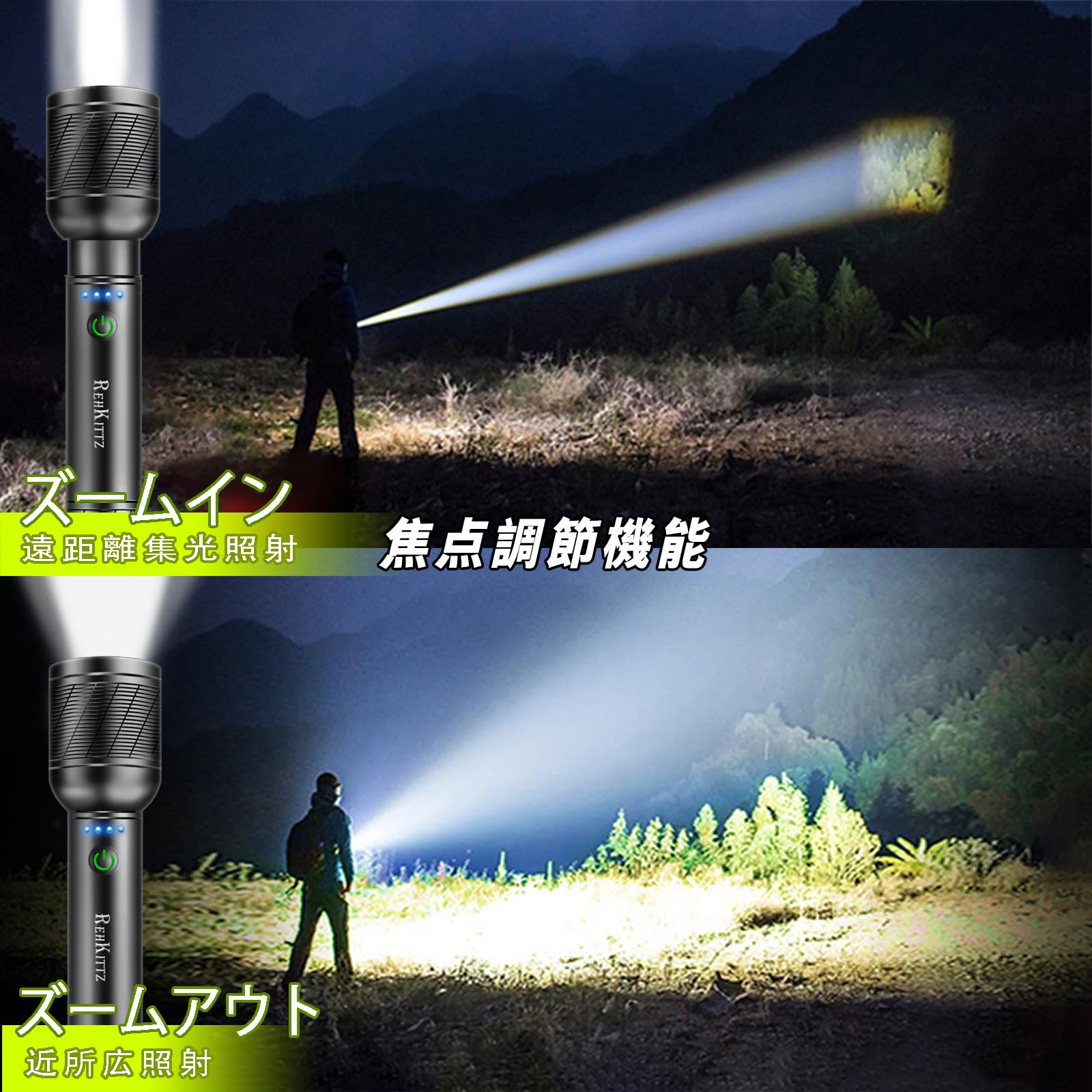 LEDライト バッテリー対応 高輝度 LEDヘッドライト USB充電 バッテリー内蔵 1600ルーメン センサー