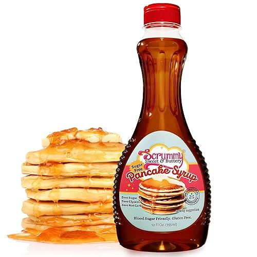 Scrummy Sweet & Buttery - Jarabe para panqueques sin azúcar, 0.00 oz de carbohidratos netos, apto para diabéticos, jarabe de desayuno cetogénico