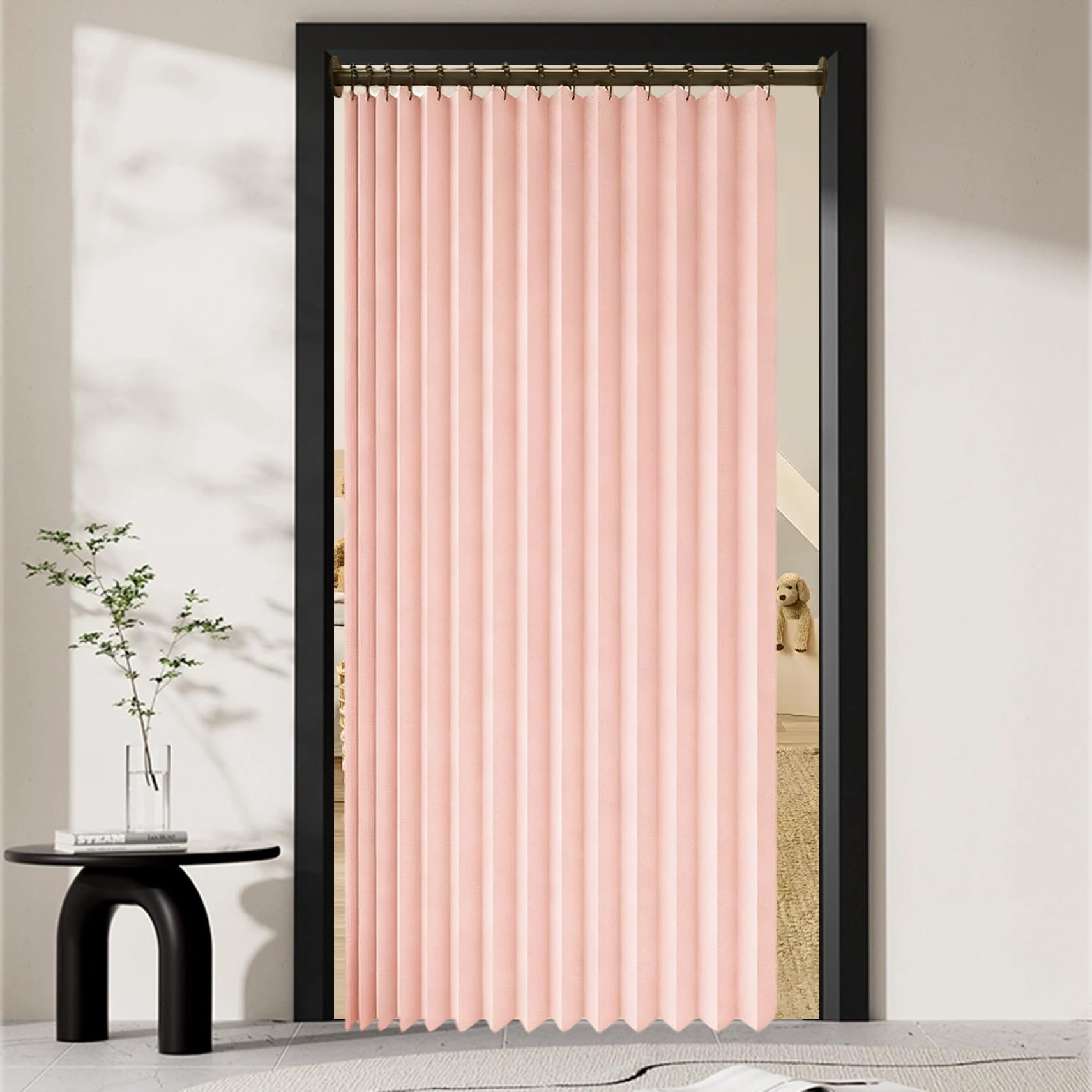 Rideau accordéon thermique occultant rose 260x140 cm pour salon
