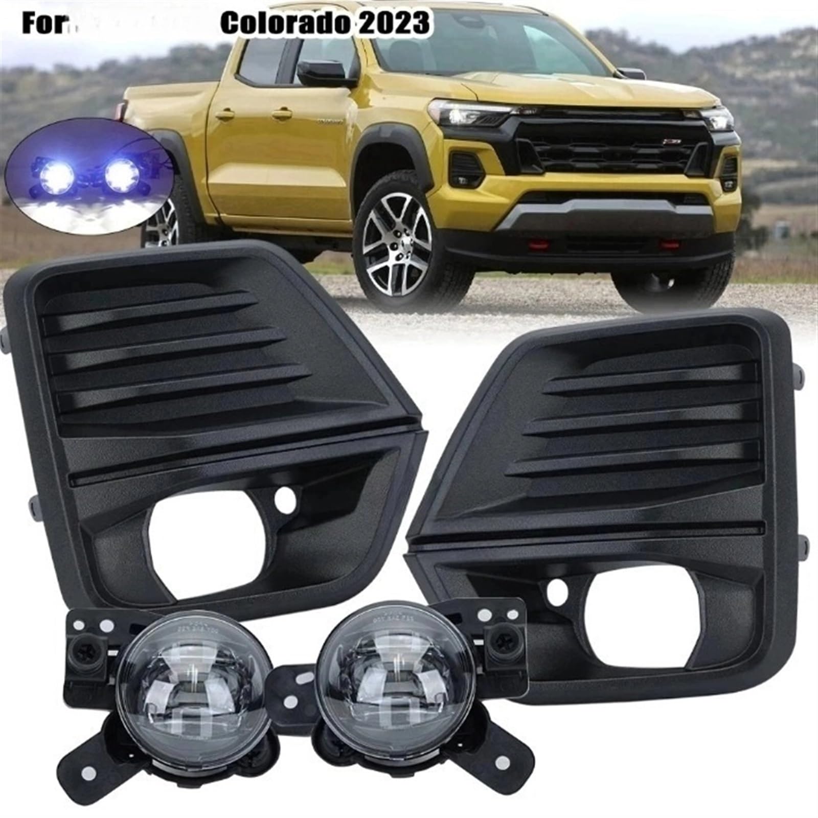 ELOEQCVZ LED Fog Light Compatible For Colorado 2023 2024 Bumper FogLights Headlights Cover Frame wire Driving Lamp Car Accessories