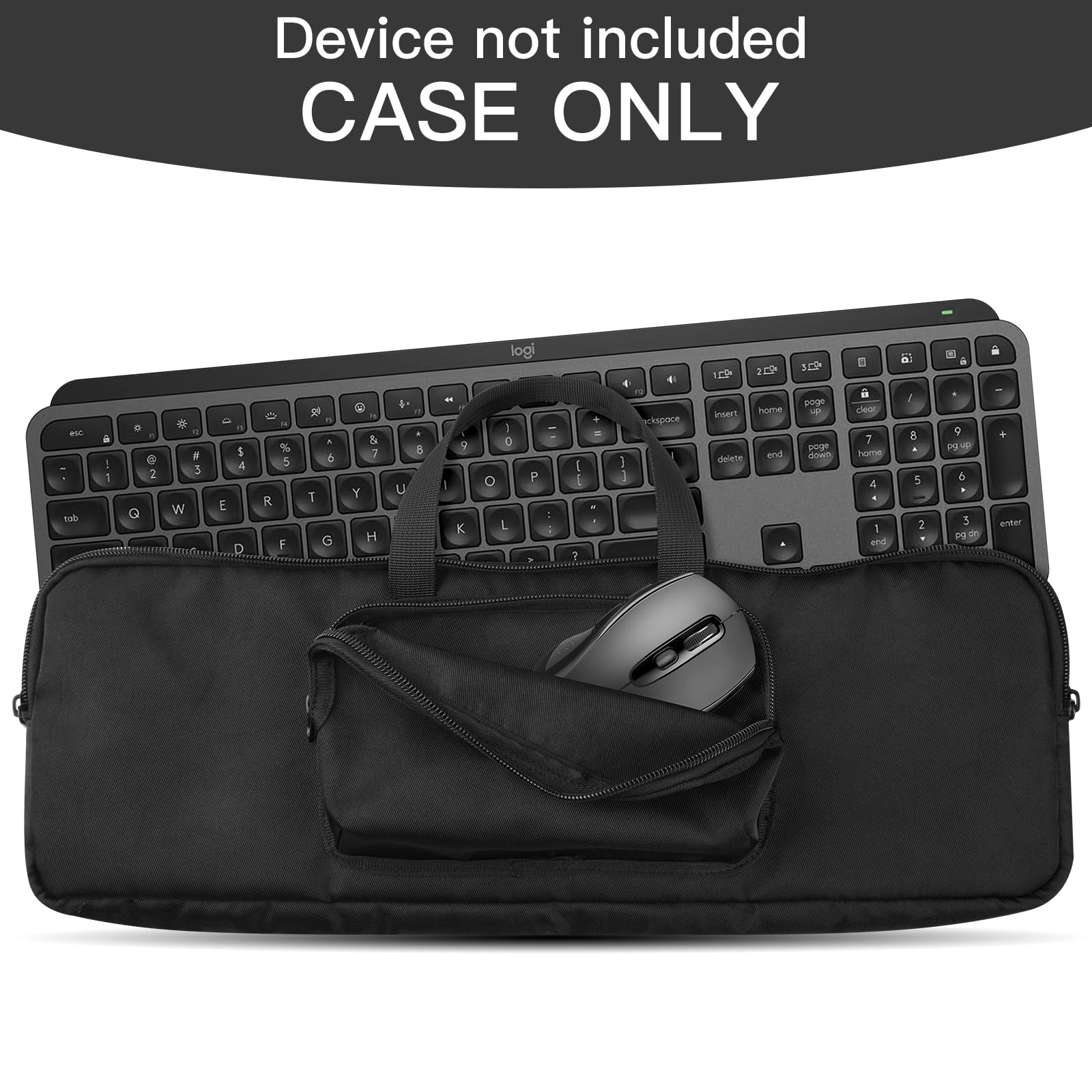 CaSZLUTION Travel Carrying Case for Logitech MX Keys S/Logitech MX Keys Advanced Wireless Illuminated Keyboard, Nylon Protective Storage Bag for MX Keys Keyboard, Black