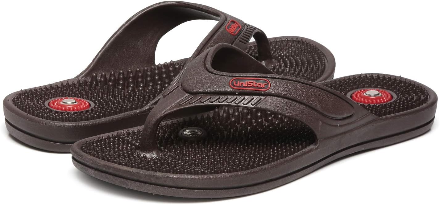 Unistar Acupressure Massage Slipper Men & Women |Magnet Therapy| Controls Blood Pressure Diabetes Sugar| Stimulate Boosts Stamina Energy| Helps in Weight Loss| SAFE Pain Relief (Black, 43)
