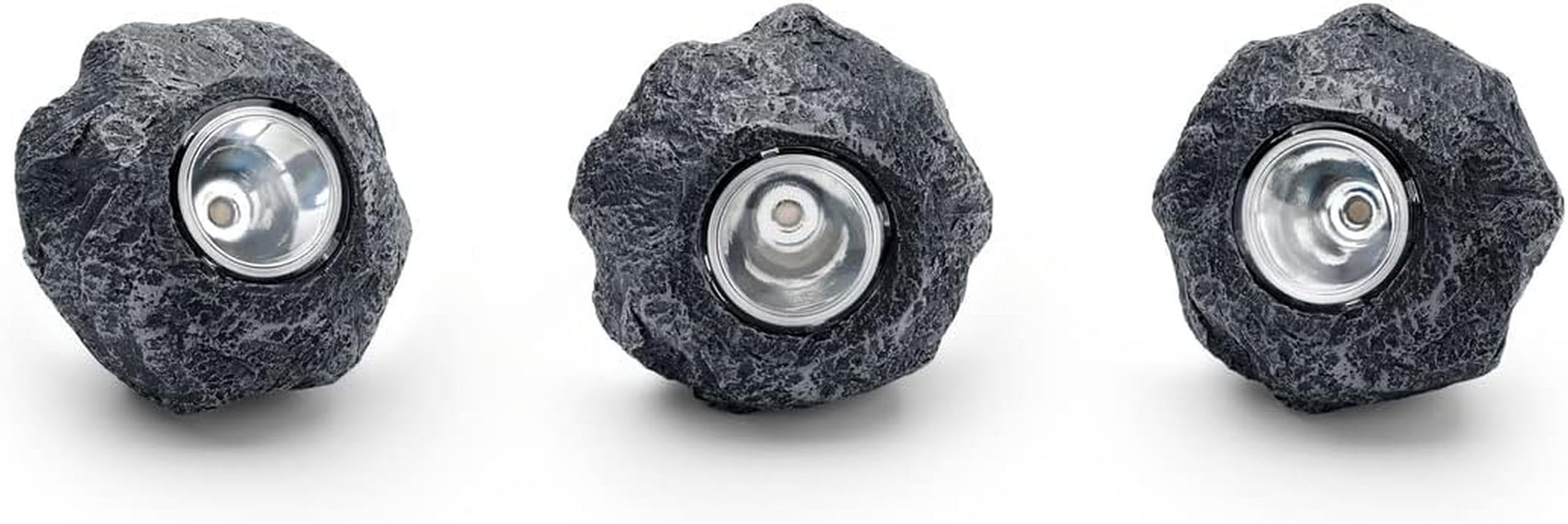 Pontec 87585 PondoStar LED Rocklight Set 3 - schwarzes, attraktives Felsleuchten-Set in zeitloser Schieferoptik / Unterwasserbeleuchtung