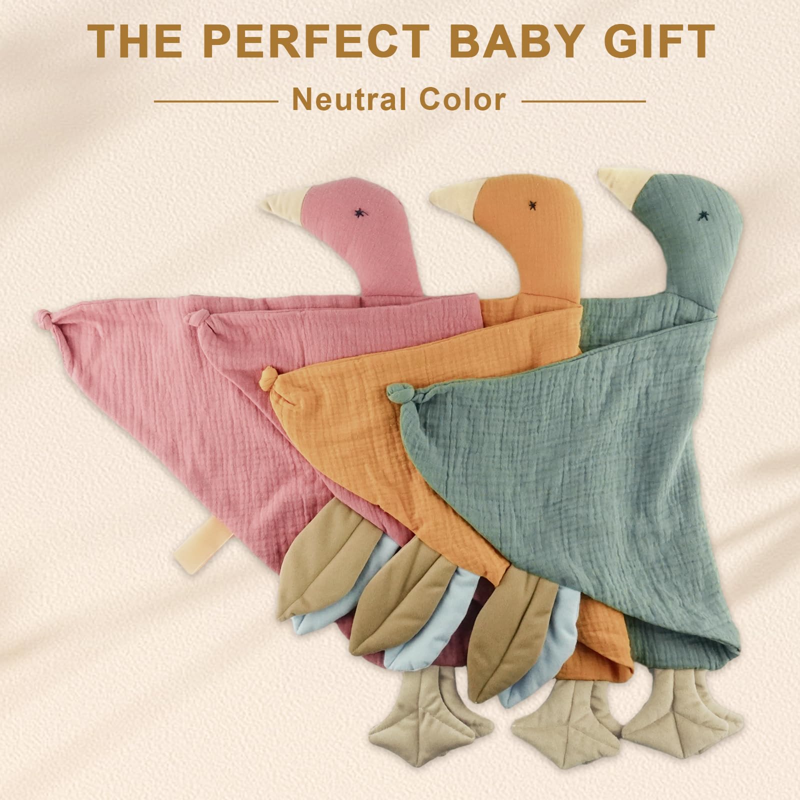 Manta de seguridad Loveys para bebés, niños y niñas, manta de seguridad de muselina para bebé, suave y transpirable, algodón orgánico, regalo unisex para recién nacidos, ganso (verde guisante)